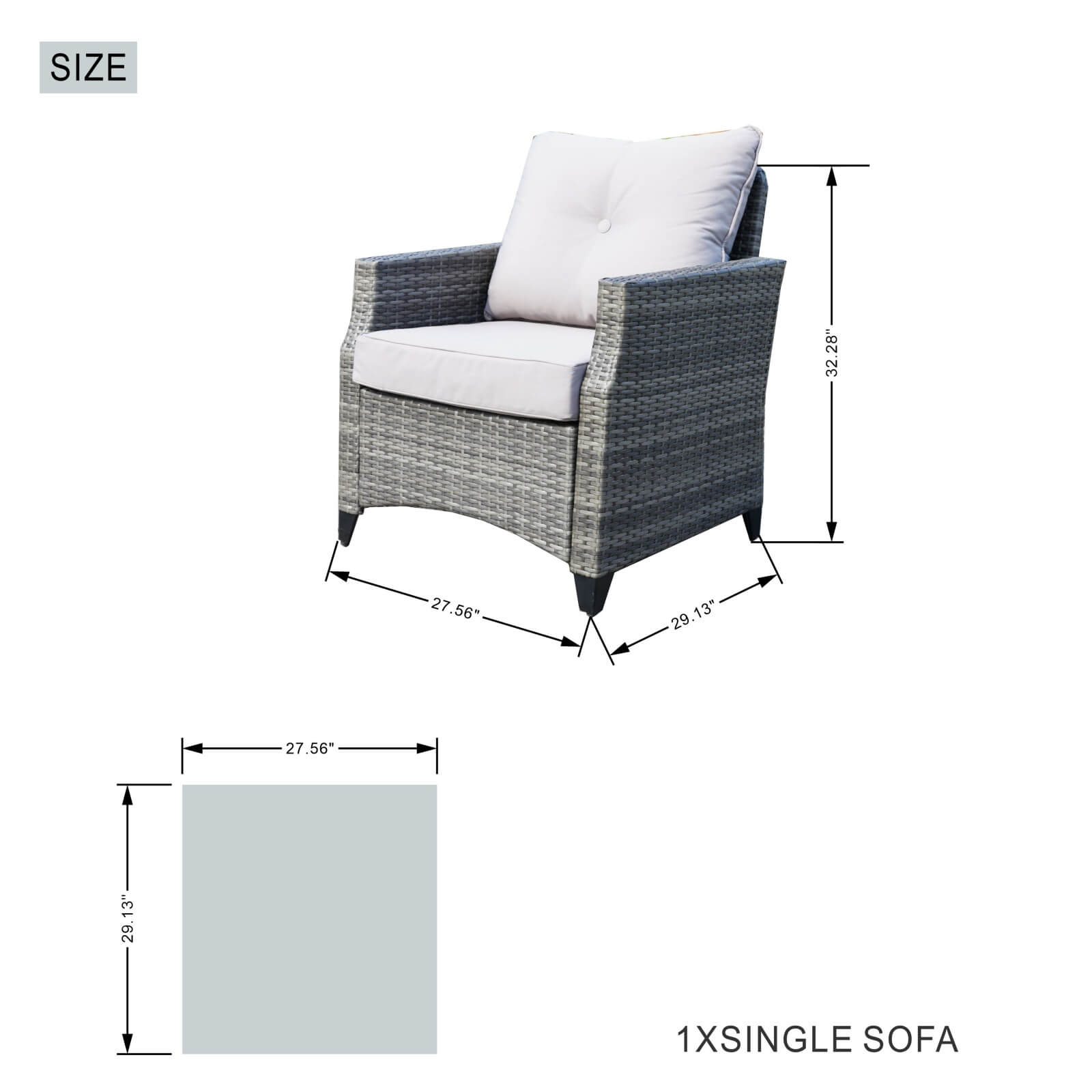5-Piece Outdoor Fire Pit Patio Set with Gray Sofas and Fire Pit Table(PAF-1802P)