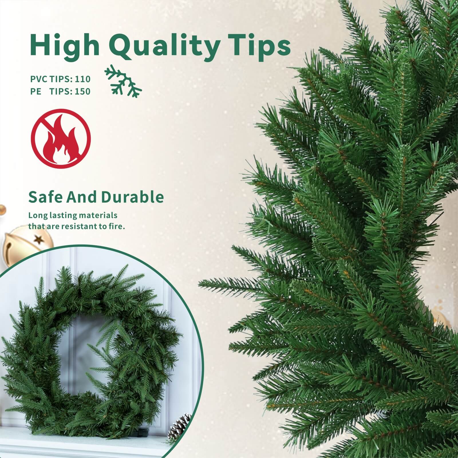 Festive Green Christmas Wreath with Optional LED Lights(PJW-2512)