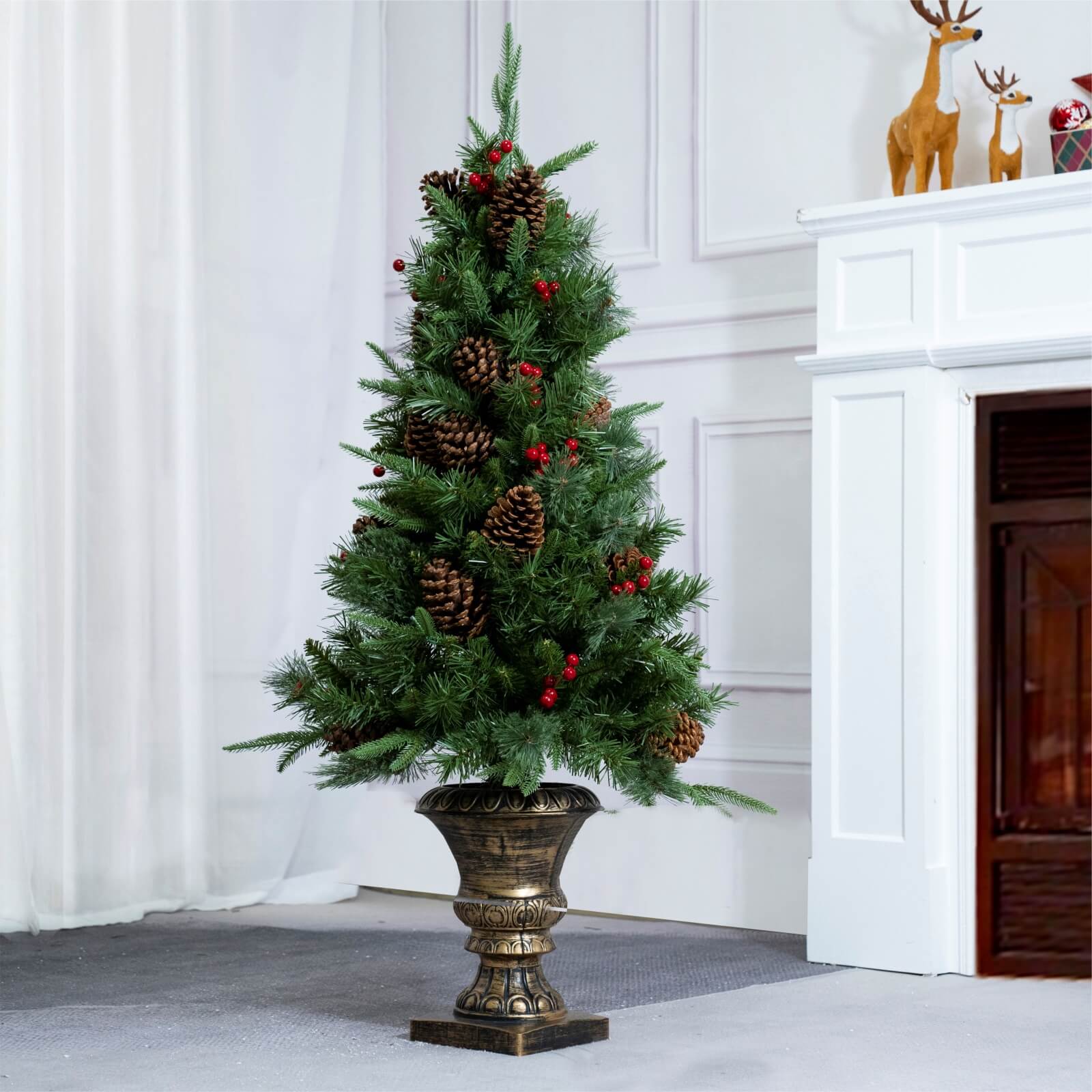 4FT Artificial Christmas Tree with Pinecones & Red Berries(PJT-2509-4FT)