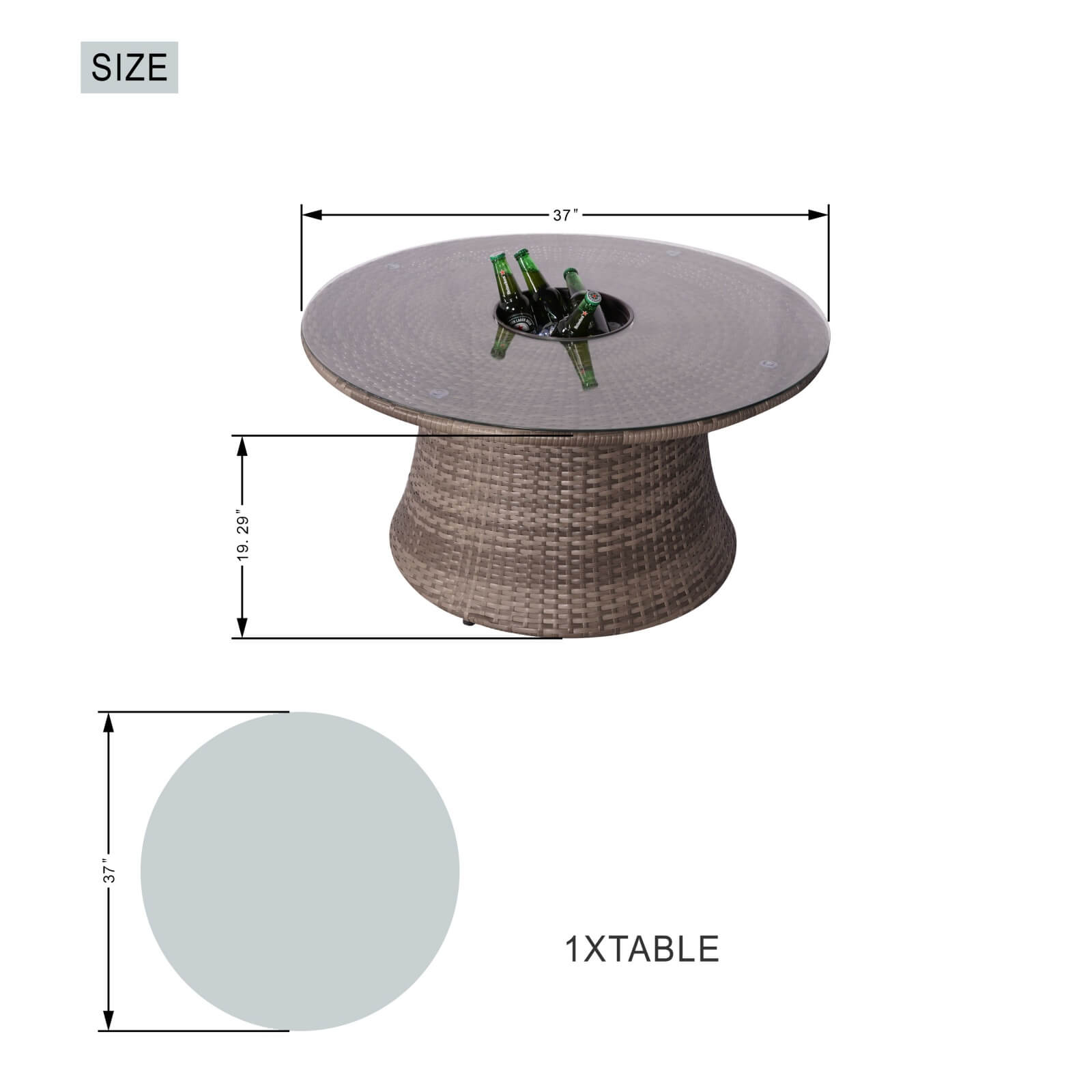 6-Piece Semi-Circular Outdoor Sofa Set with Round Coffee Table (PAS-1205B)