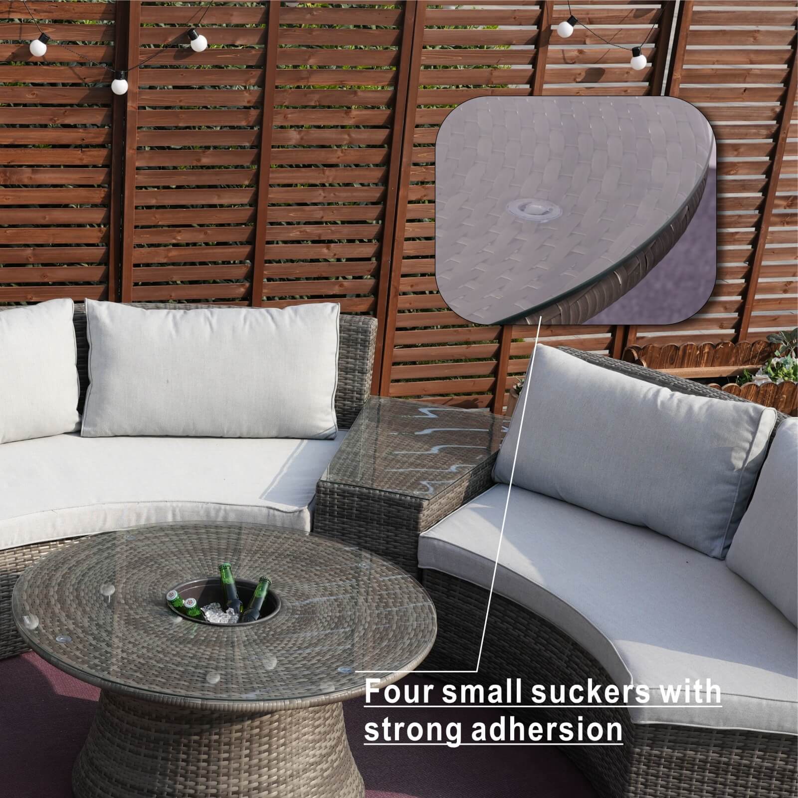 6-Piece Semi-Circular Outdoor Sofa Set with Round Coffee Table (PAS-1205B)