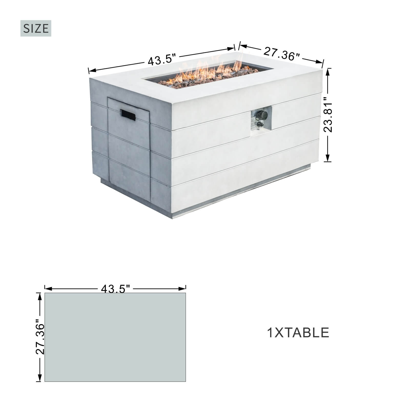 7-Piece Outdoor Conversation Set with Rectangular Fire Pit Table (PAS-1403B+2150)