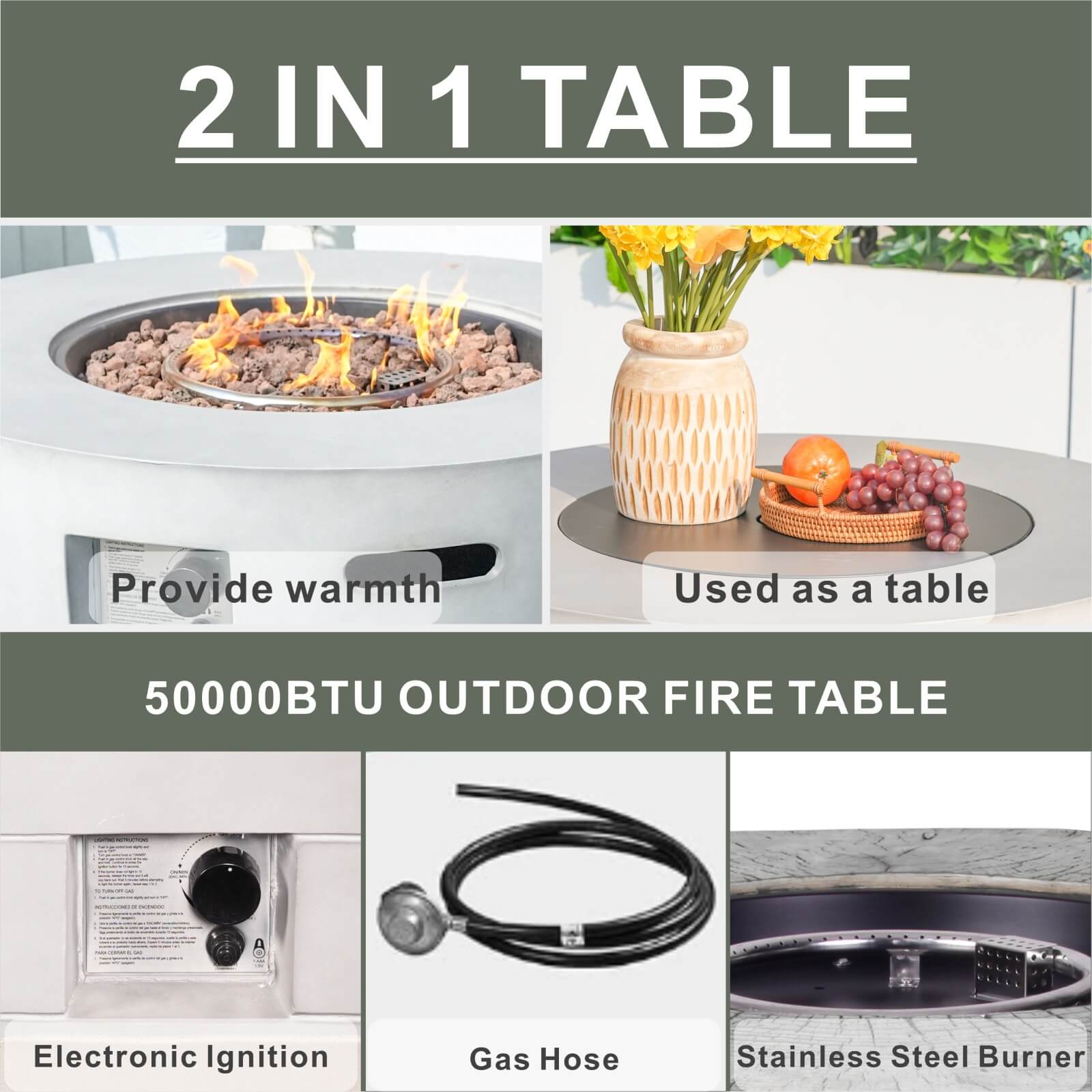 7-Piece Outdoor Conversation Set with Round Fire Pit Table(PAS-1403B+2160)