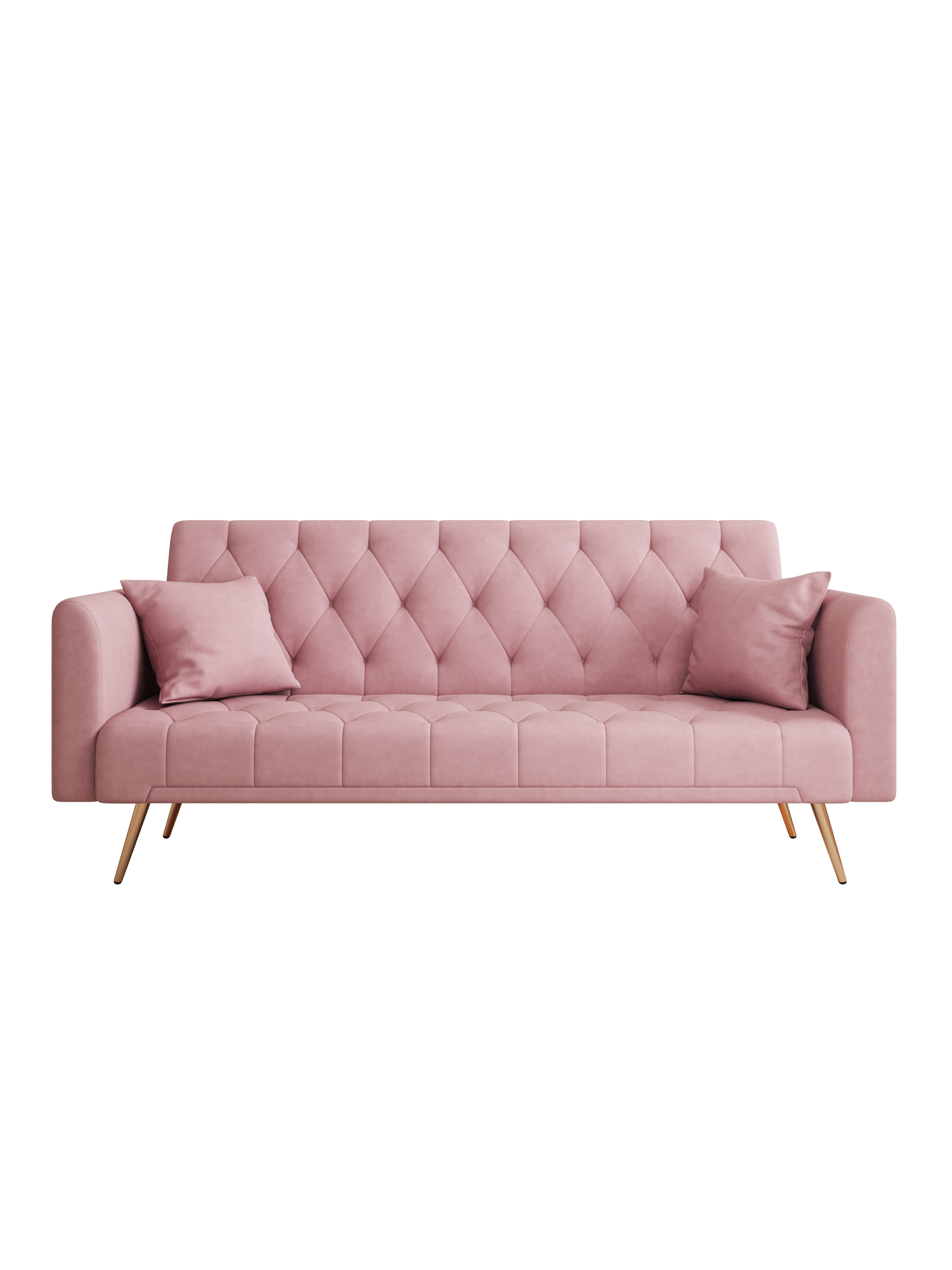 71 inch convertible love seat sofa, American retro pink velvet, suitable for small living room, bedroom, office