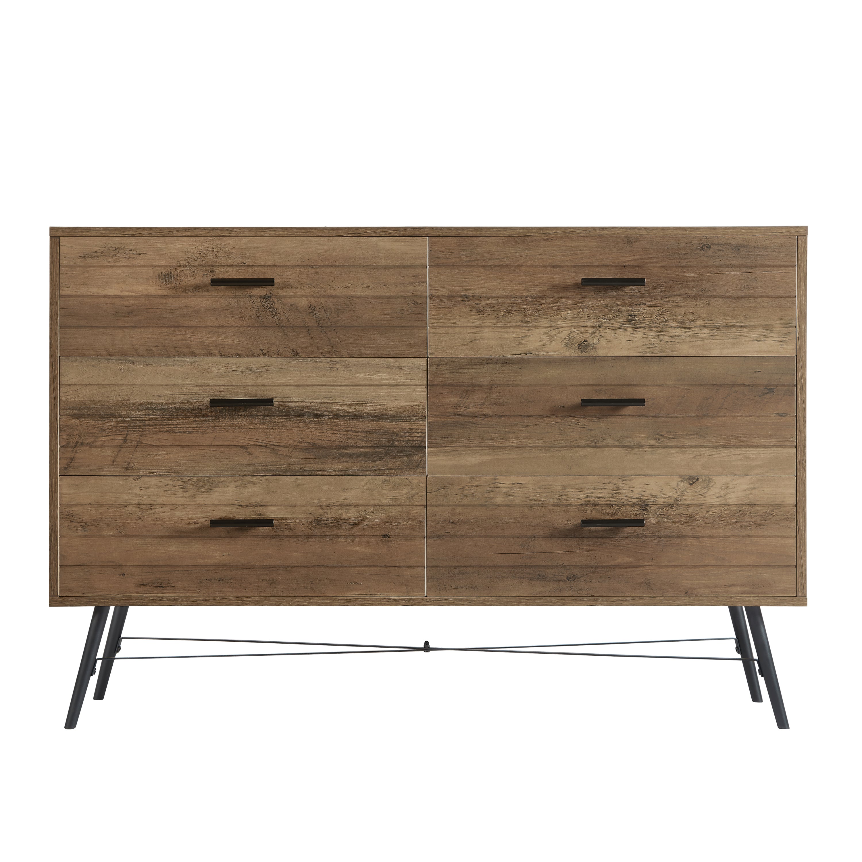 6-Drawer Chest, 6 Drawer Dresser TV Stand for TV, Dressers Bedroom Furniture Large Storage Tower Unit, Dresser for Bedroom, Closet, Hallway, 47.2"W x 15.7"D x 31.5"H, Rustic Walnut