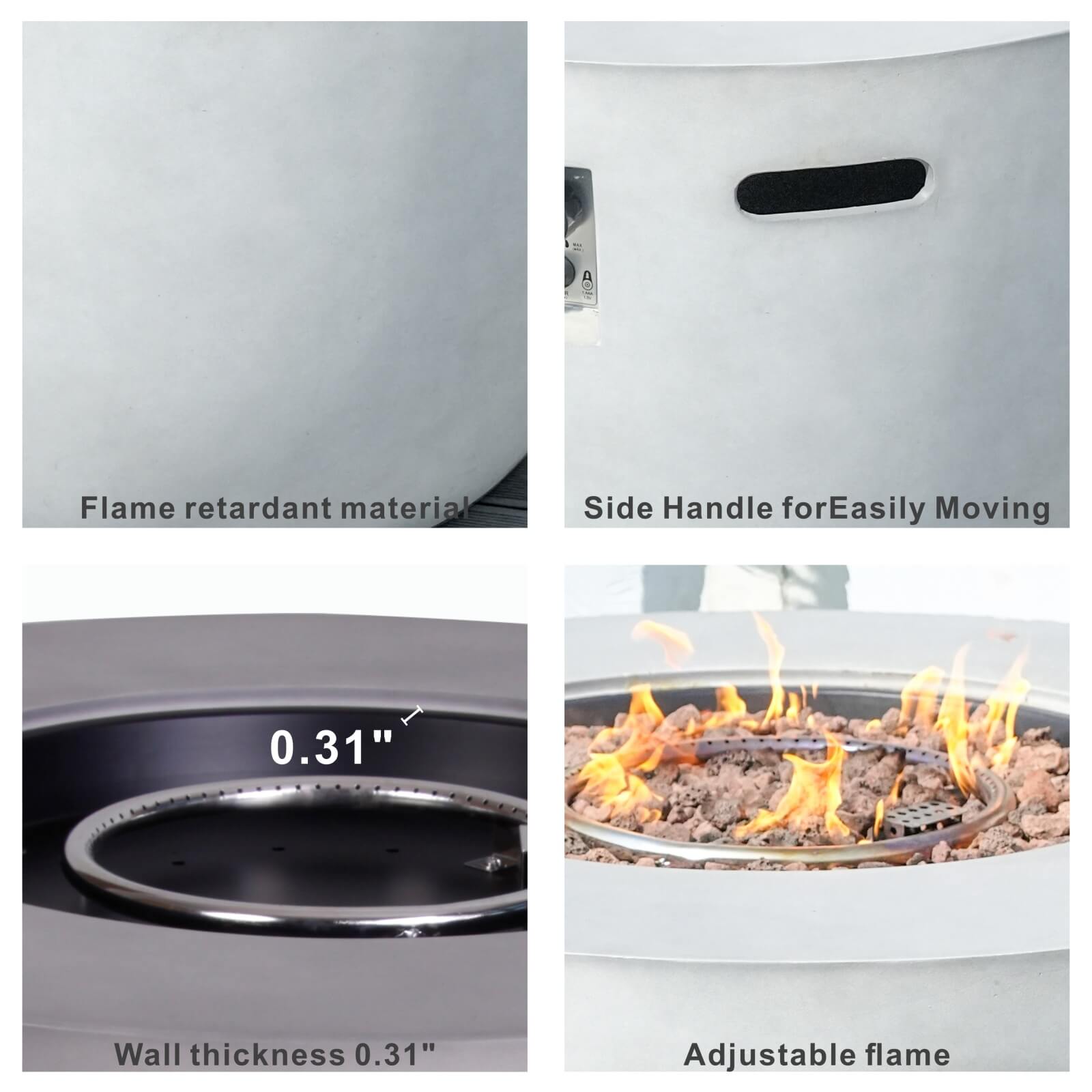 7-Piece Outdoor Conversation Set with Round Fire Pit Table(PAS-1403B+2160)