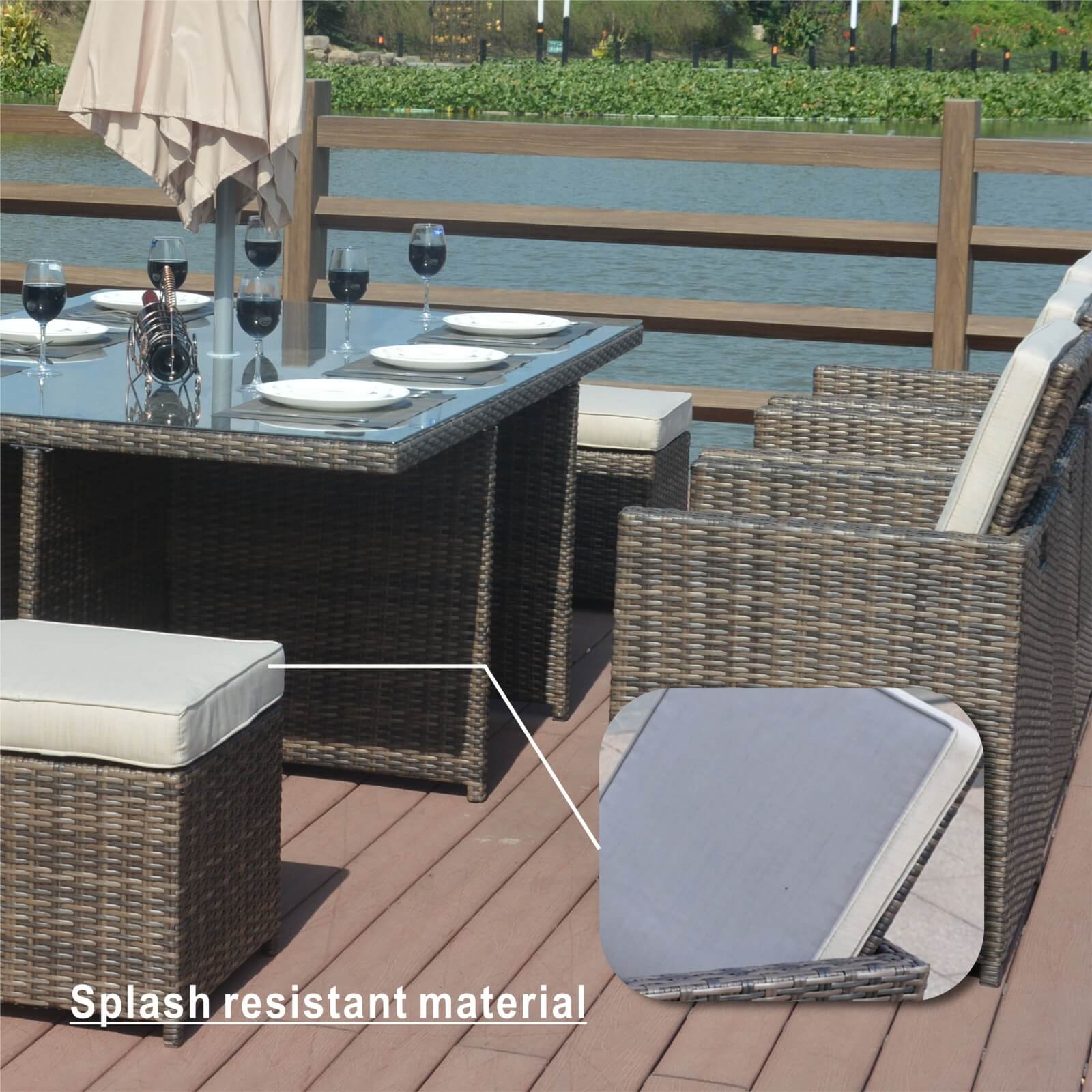 Carmel 10-Seat Outdoor Dining Set with Rectangular Glass Tabletop( PAD-3234-SET)