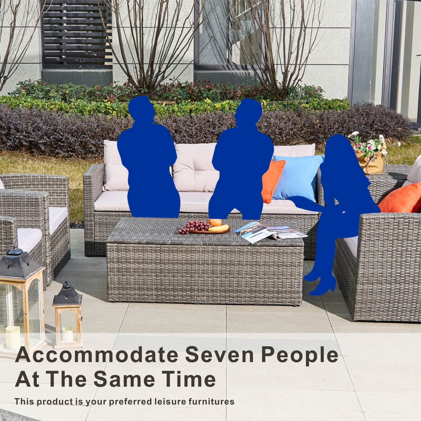 7-Seat Patio Sofa Set with Built-in Storage Boxes (PAS-1503-SET)