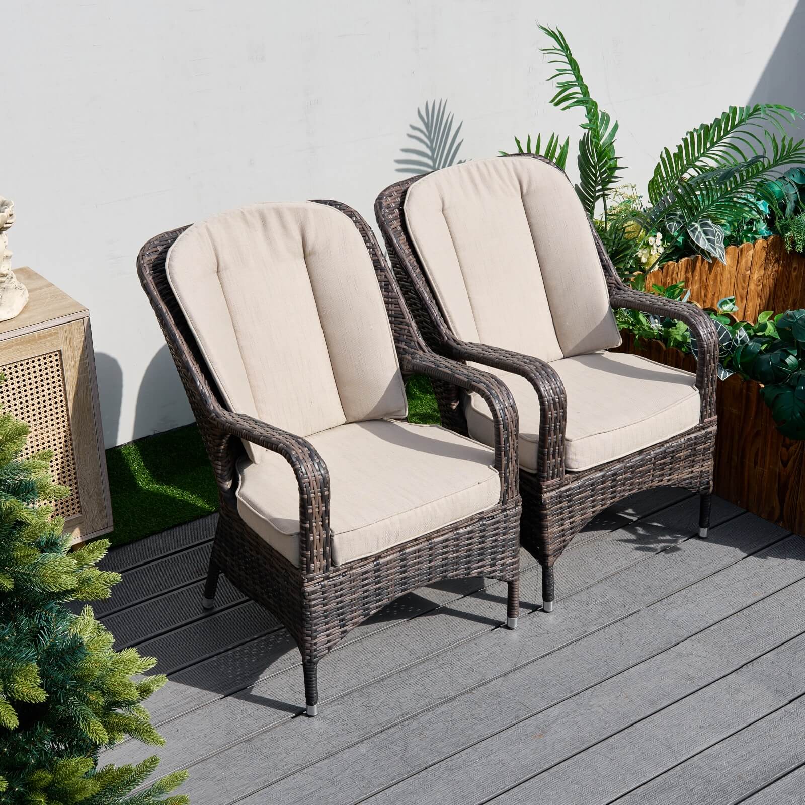 Set of 2 Outdoor Rattan Armchairs(PAC-009)