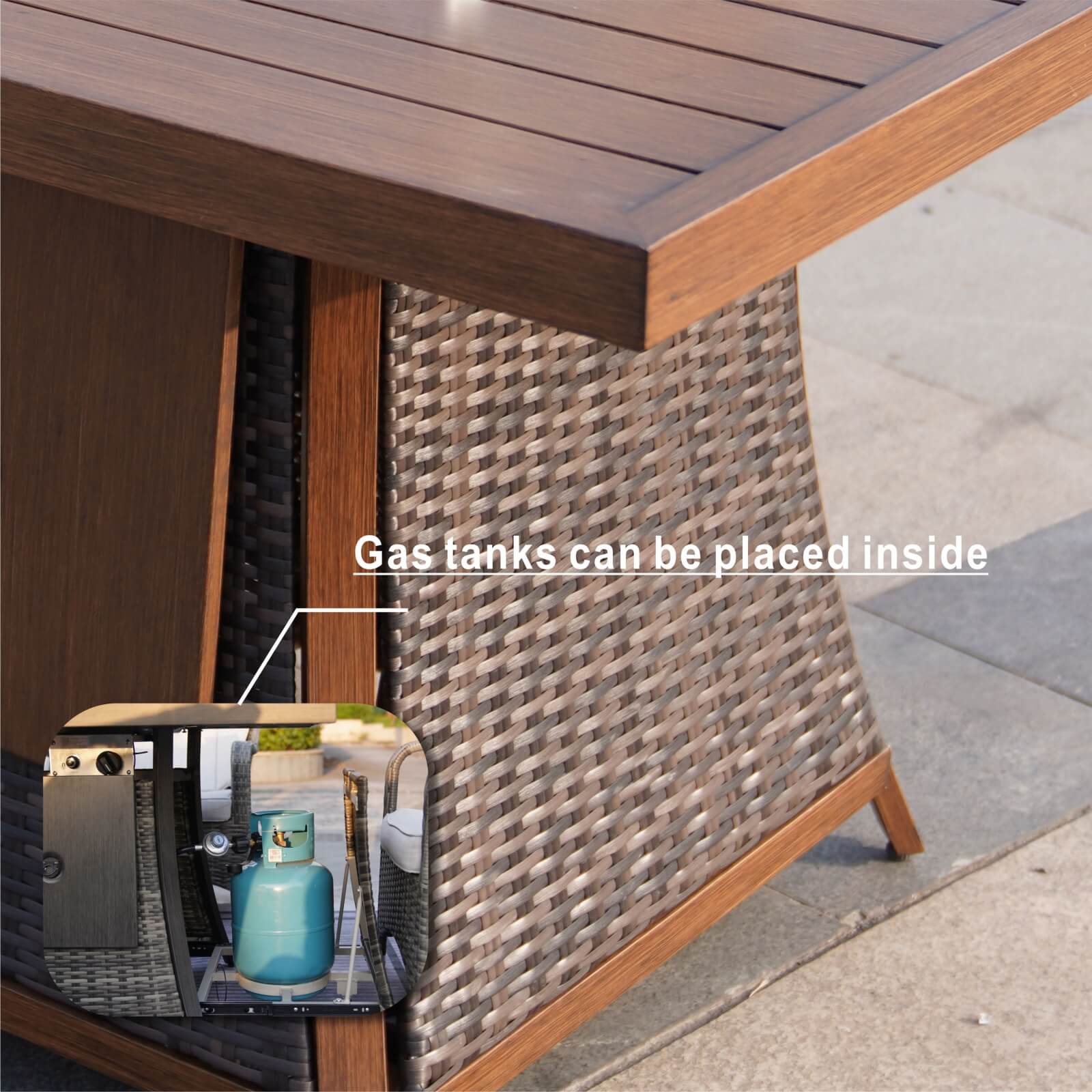 Outdoor 6-Seat Dining Set with Fire Pit Table and Ice Bucket(PAG-1106FI-SET)