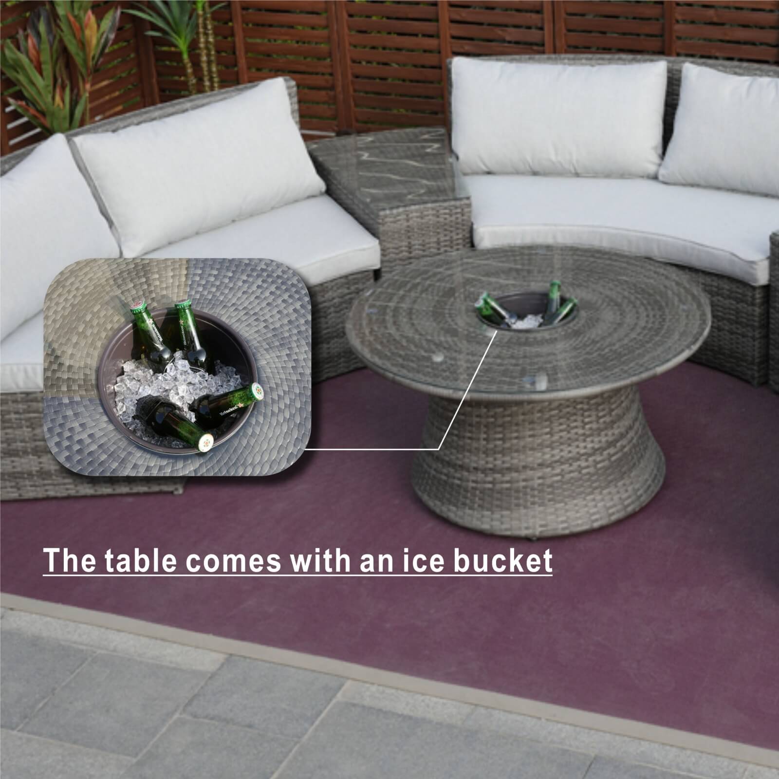6-Piece Semi-Circular Outdoor Sofa Set with Round Coffee Table (PAS-1205B)