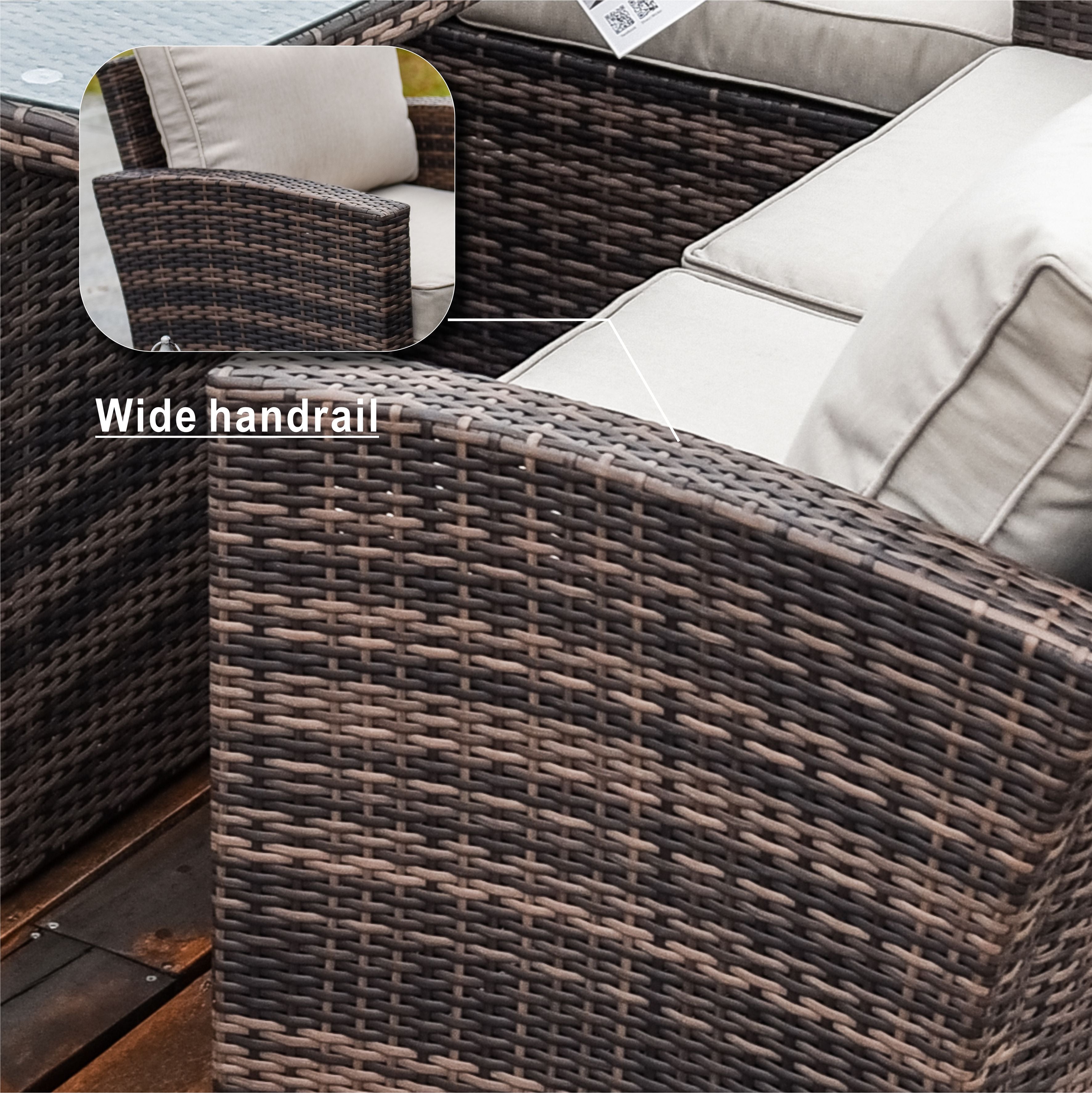 Abrihome Garden Rattan Wicker Out Furniture Patio 7PCS Modern Dining Sofa Set Sale (PAS-1403B)
