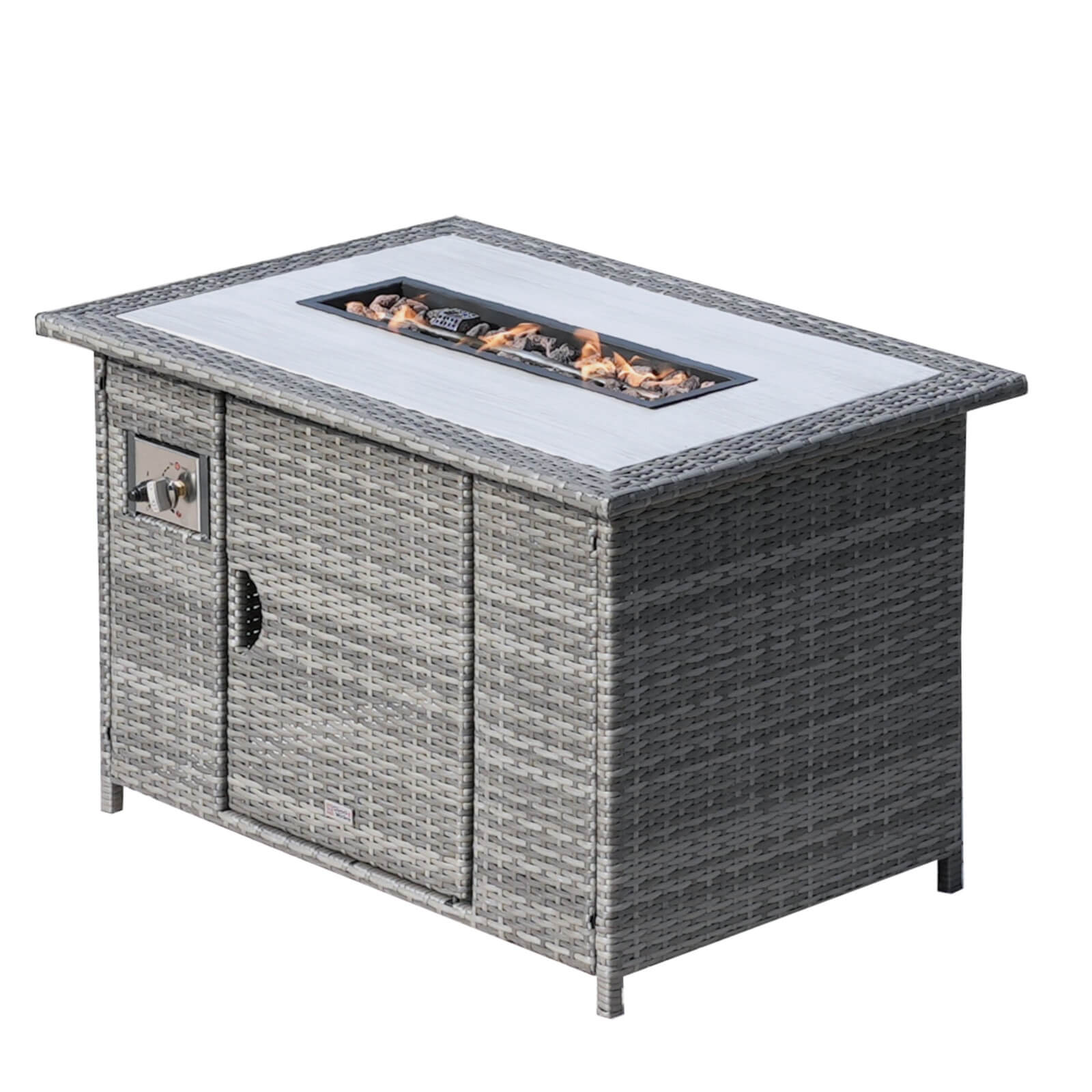 5-Piece Outdoor Fire Pit Patio Set with Gray Sofas and Fire Pit Table(PAF-1802P)