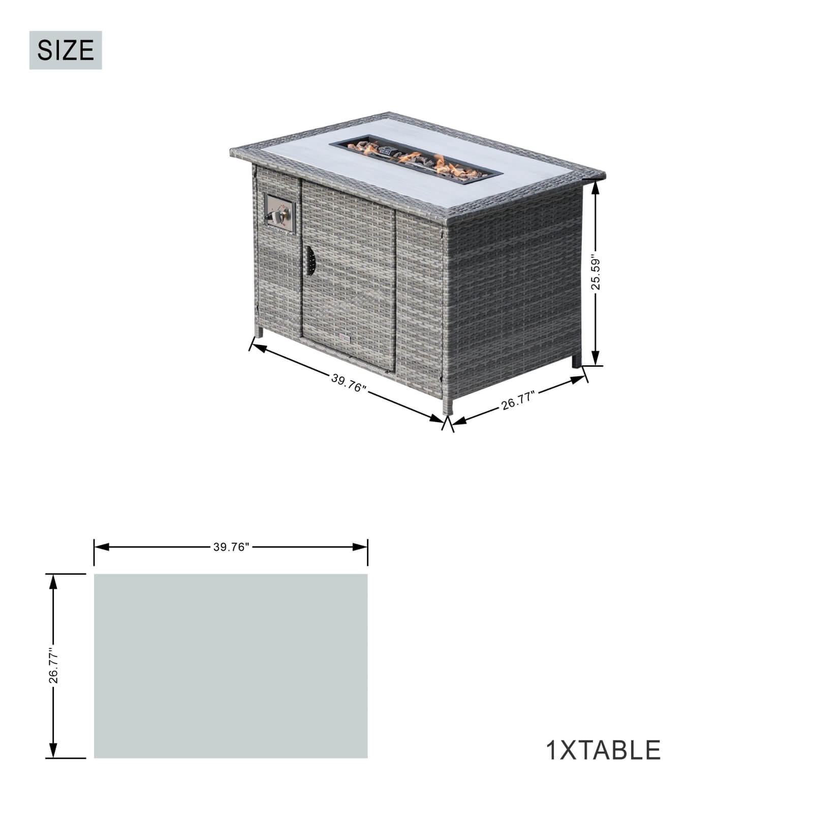 5-Piece Outdoor Fire Pit Patio Set with Gray Sofas and Fire Pit Table(PAF-1802P)