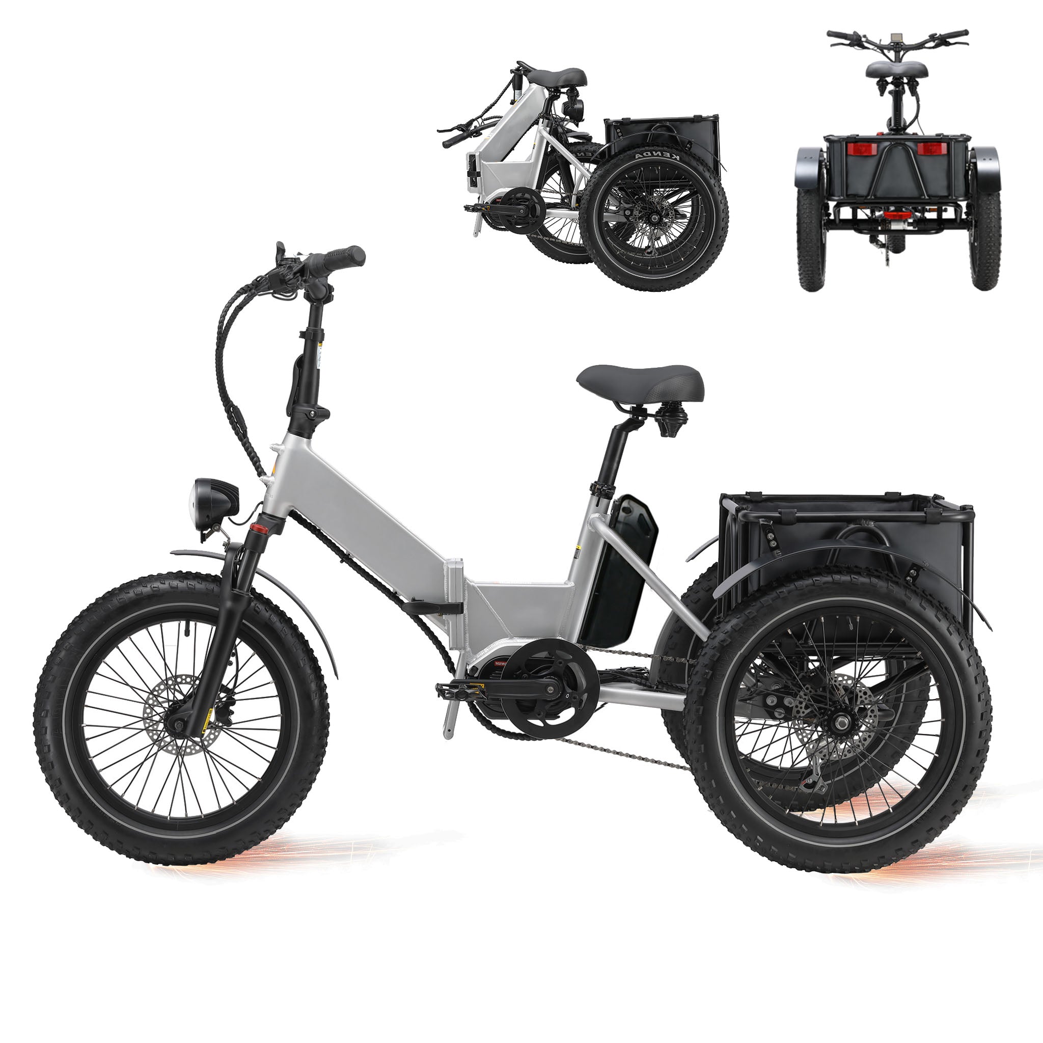 The latest 2024 electric tricycle/trike, mid-drive 750W motor, 24 Ah LG battery, cargo transportation - Abrihome A8PRO-S