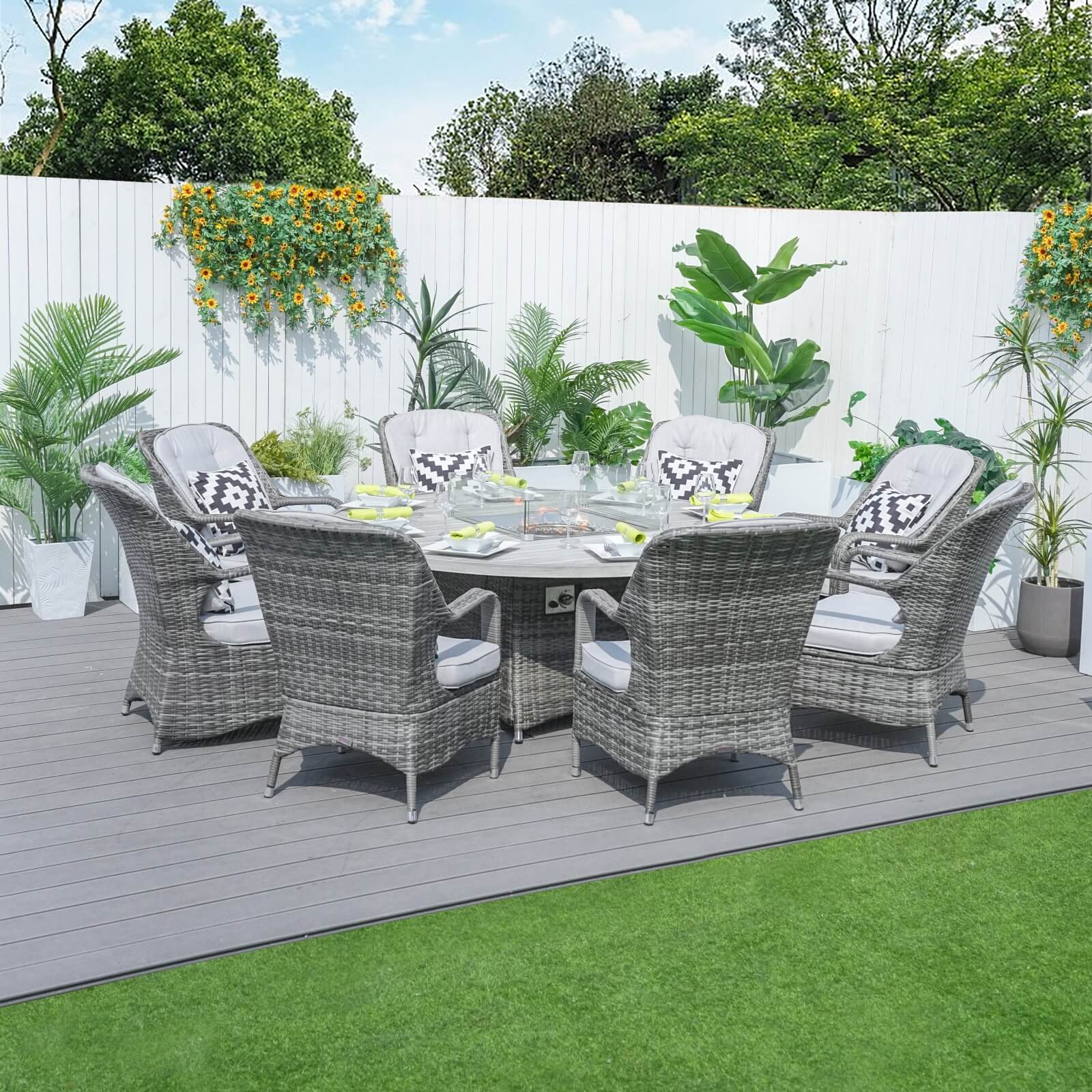 Outdoor Round Fire Pit Set for 8-Person Seating (PAG-1108A-SET)