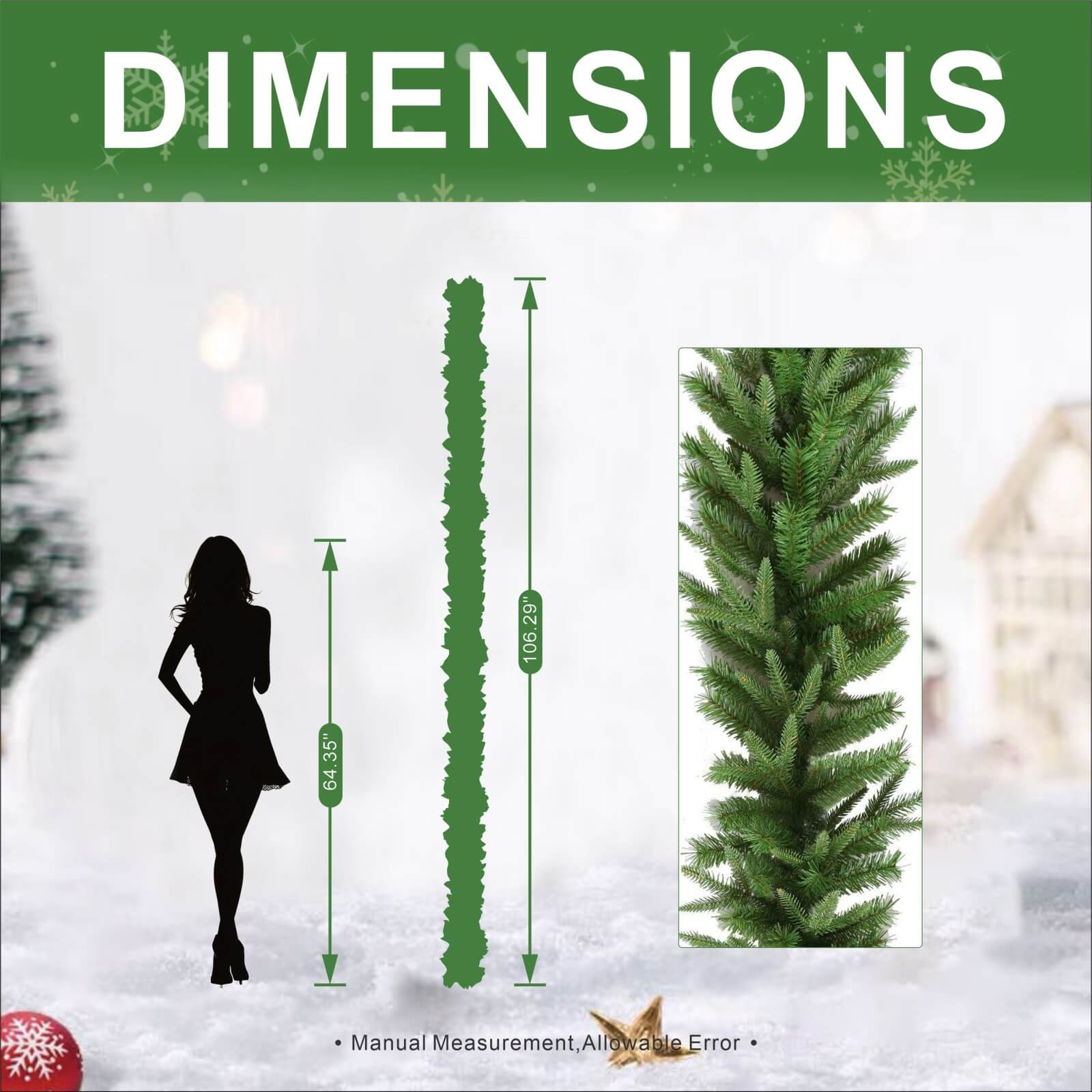 Pine Needle Garland with Optional Warm White LED Lights(PJG-2513)