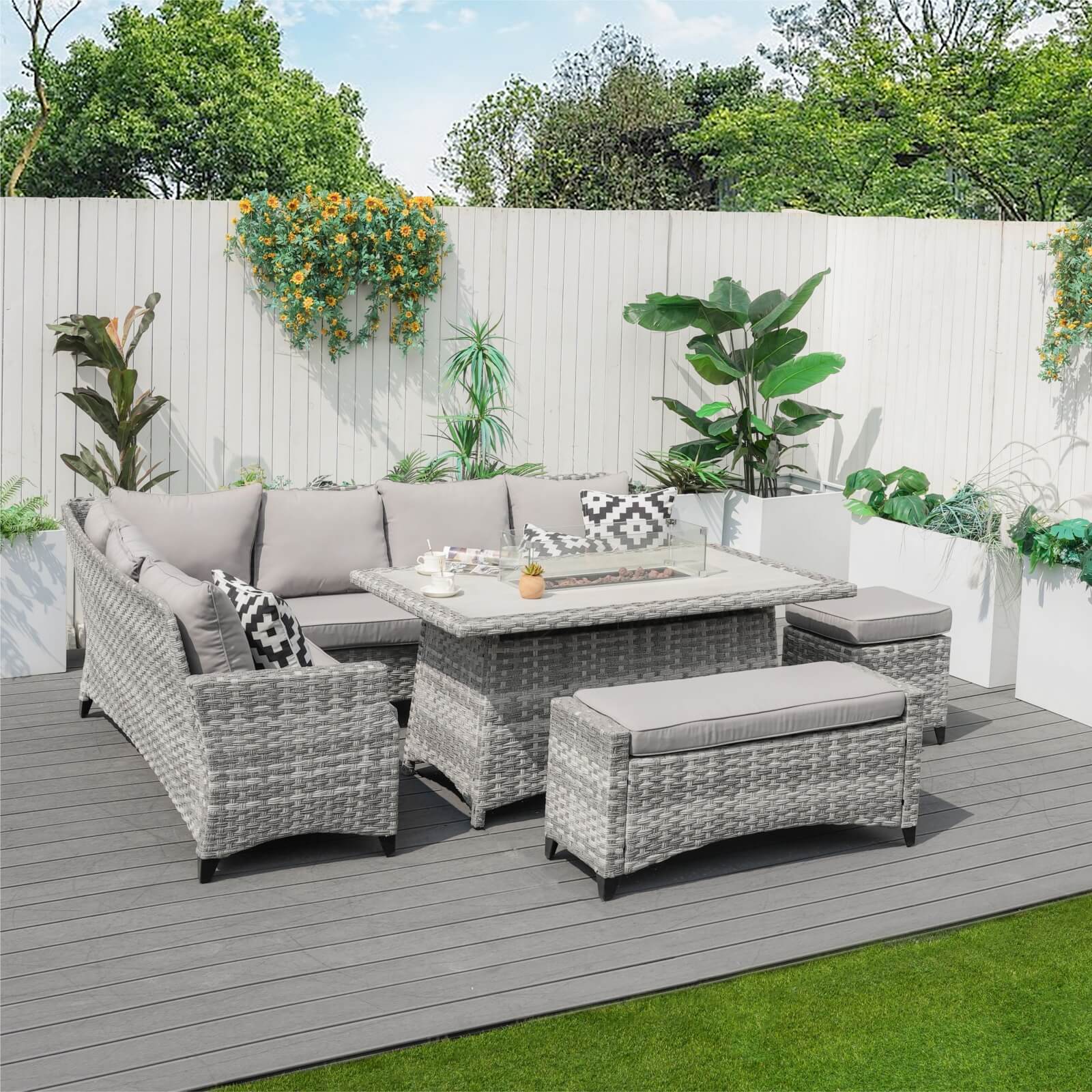 5-Piece Outdoor Lounge Set with Fire Pit Table (PAF-2001)
