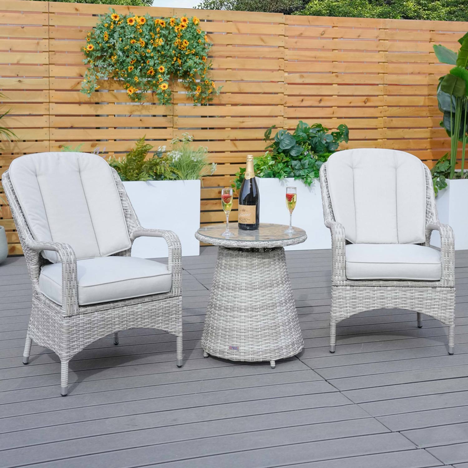 Abrihome 3-Pieces Dining Table with Rattan Chairs (PAD-1708-WH)
