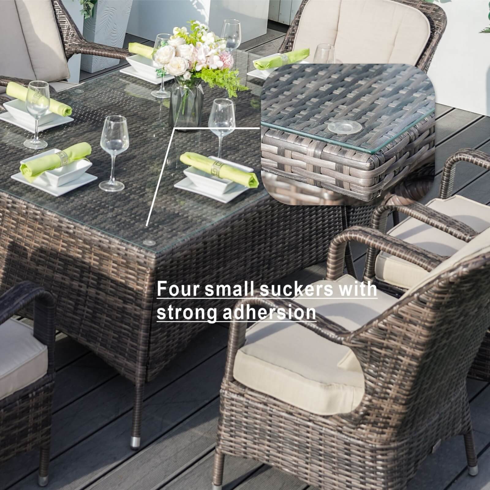6-Seat Outdoor Dining Set with Rectangular Dining Table(PAD-1712-SET)
