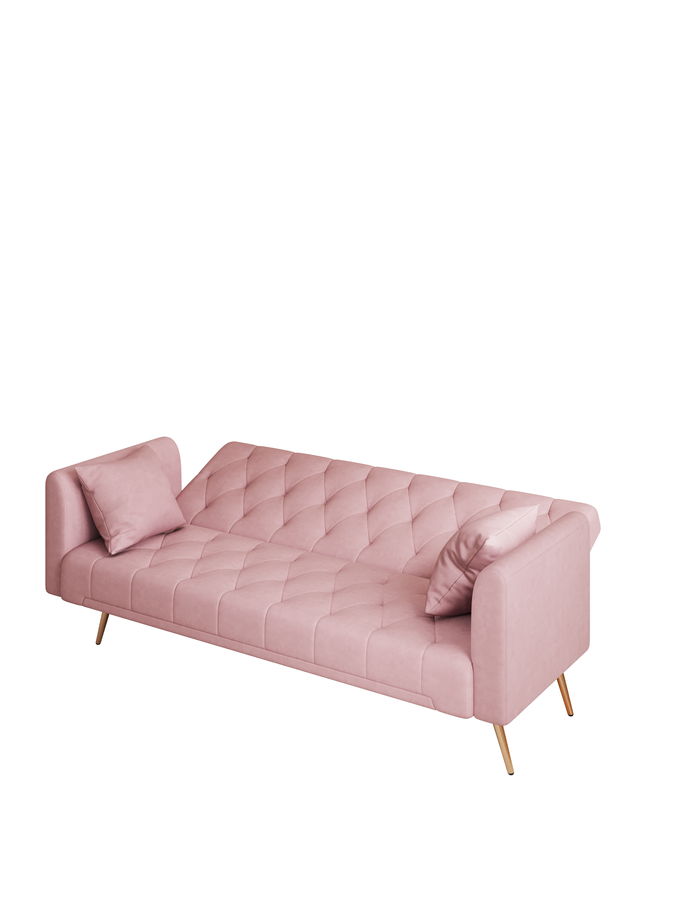 71 inch convertible love seat sofa, American retro pink velvet, suitable for small living room, bedroom, office