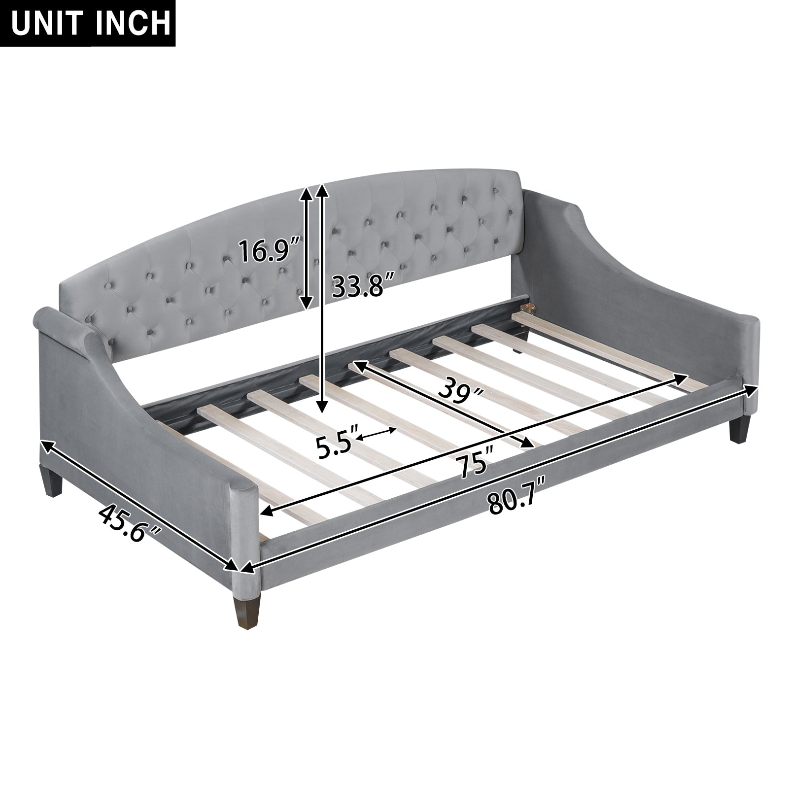 Modern Luxury Tufted Button Daybed,Twin,Gray