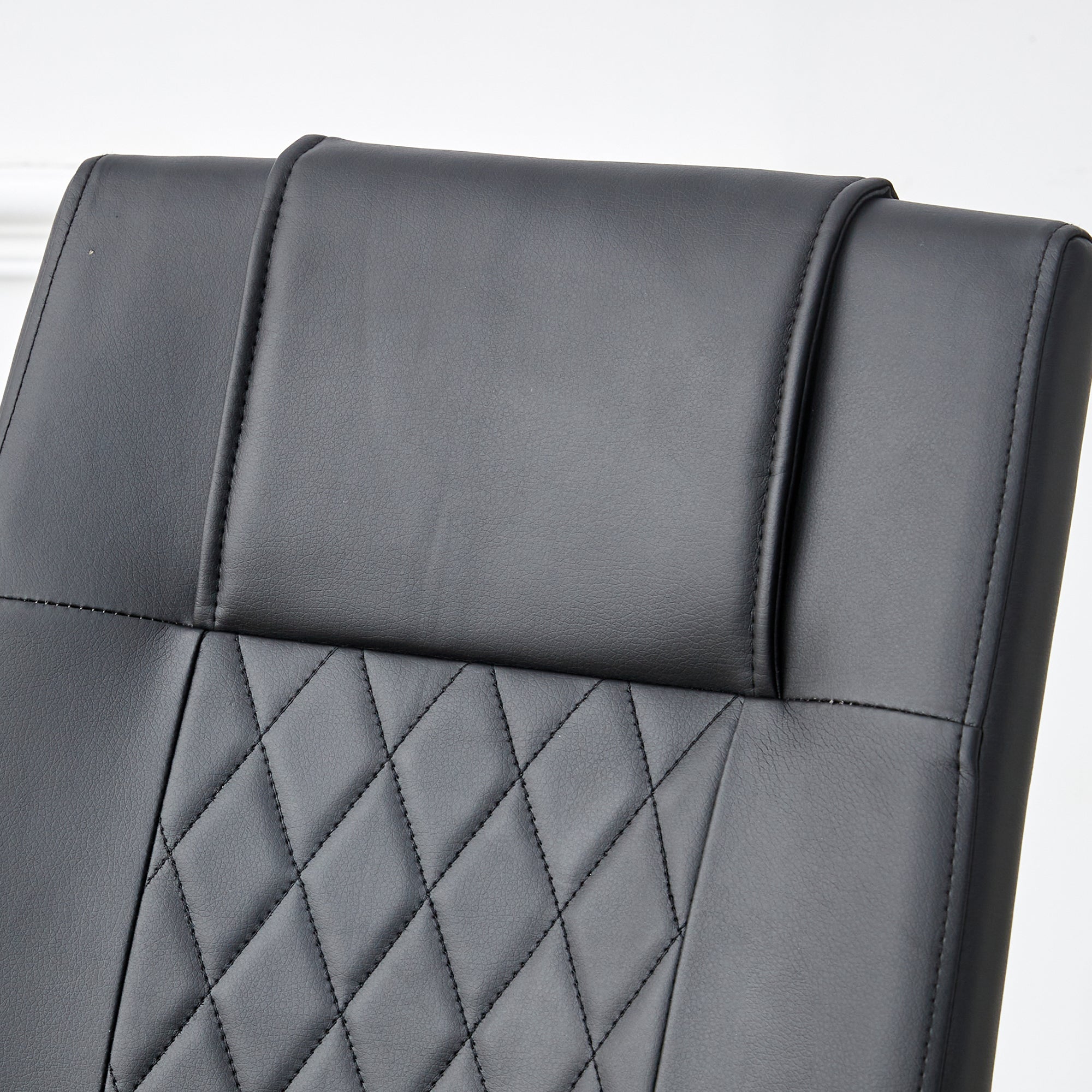 Modern dining chairs with faux leather padded seats, dining room chairs, gold metal leg upholstered chairs, suitable for kitchens, living rooms, bedrooms, and offices, set of 4 (black+PU leather)C-001