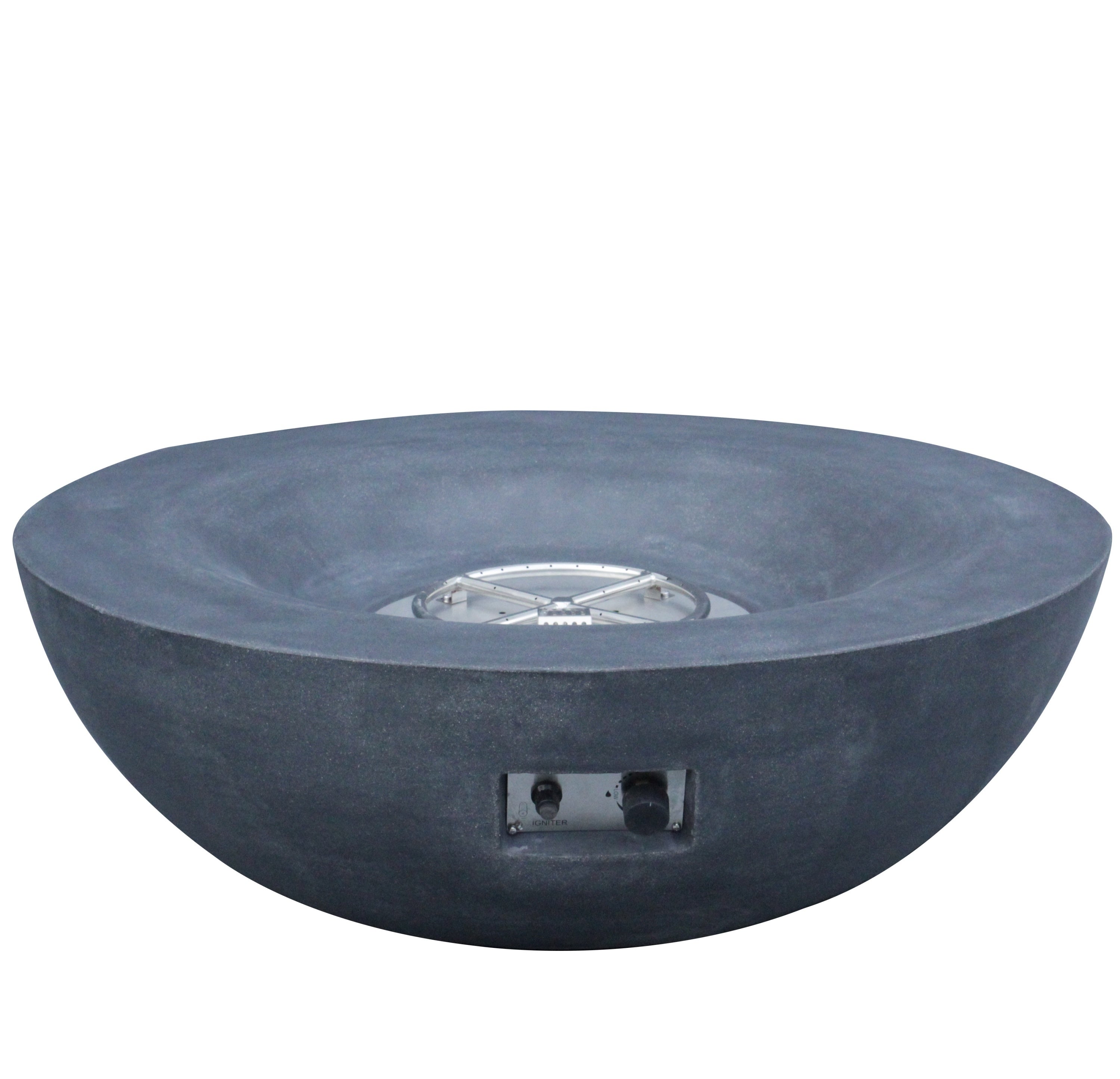 42 Inch Outdoor Concrete Propane gas Fire Pit bowl in Dark Gray color