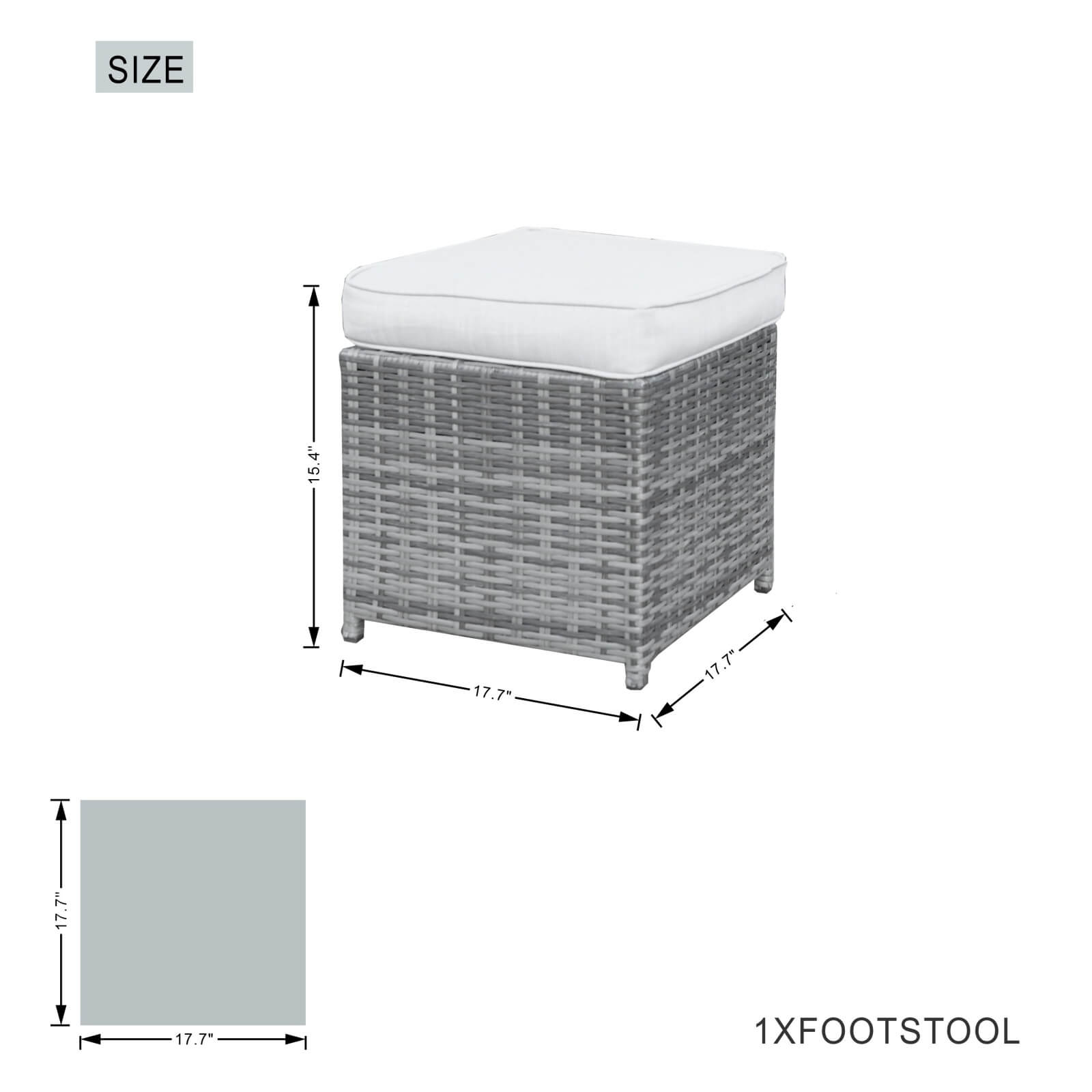 8-Seat Outdoor Dining Set with Cube Table and Ottomans (PAD-3233B)