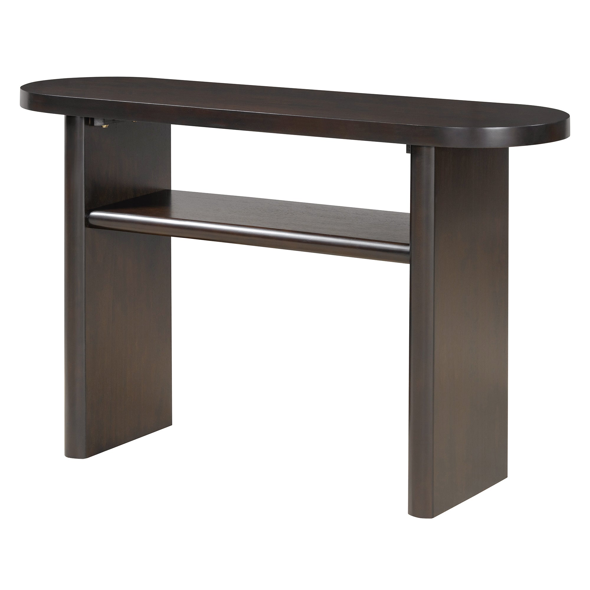 TREXM Elegant Minimalist Console Table with Rounded Edges and Sturdy Shelf Design for Entryway, Living Room(Espresso)
