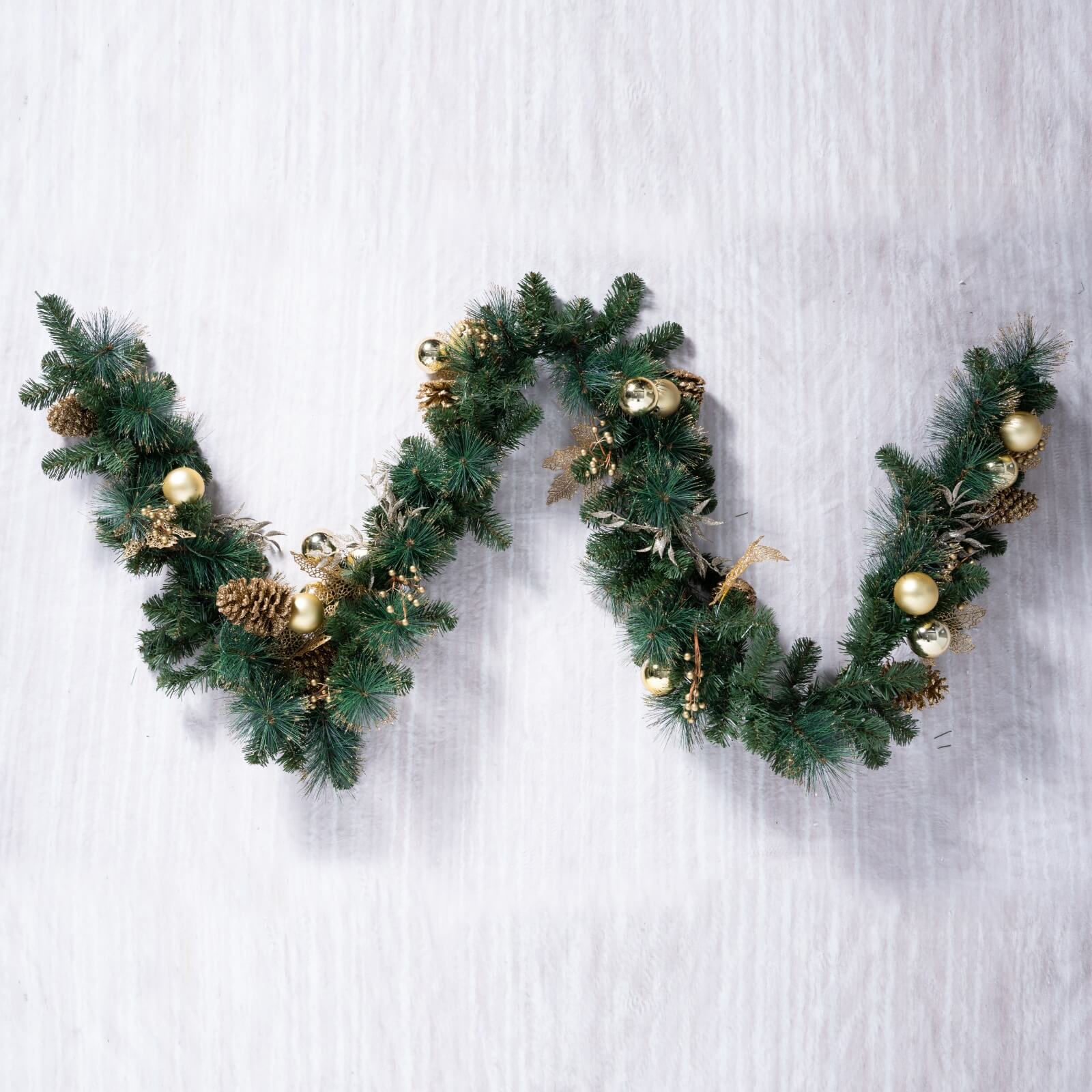 Holiday Pine Garland with Gold Details & Warm White LEDs(PJG-2511)