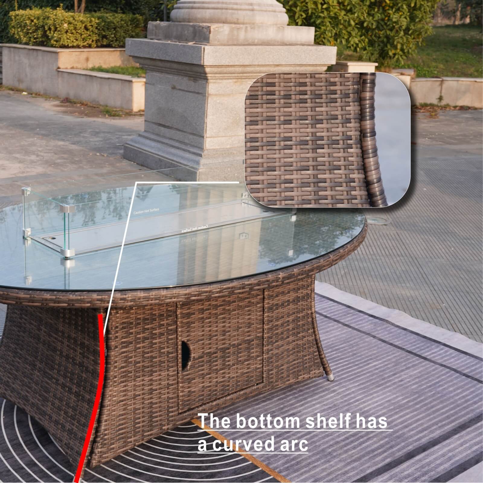 6-Seat Brown Outdoor Fire Pit Dining Set with Oval Gas Fire Pit Table(PAG-1106O-SET)