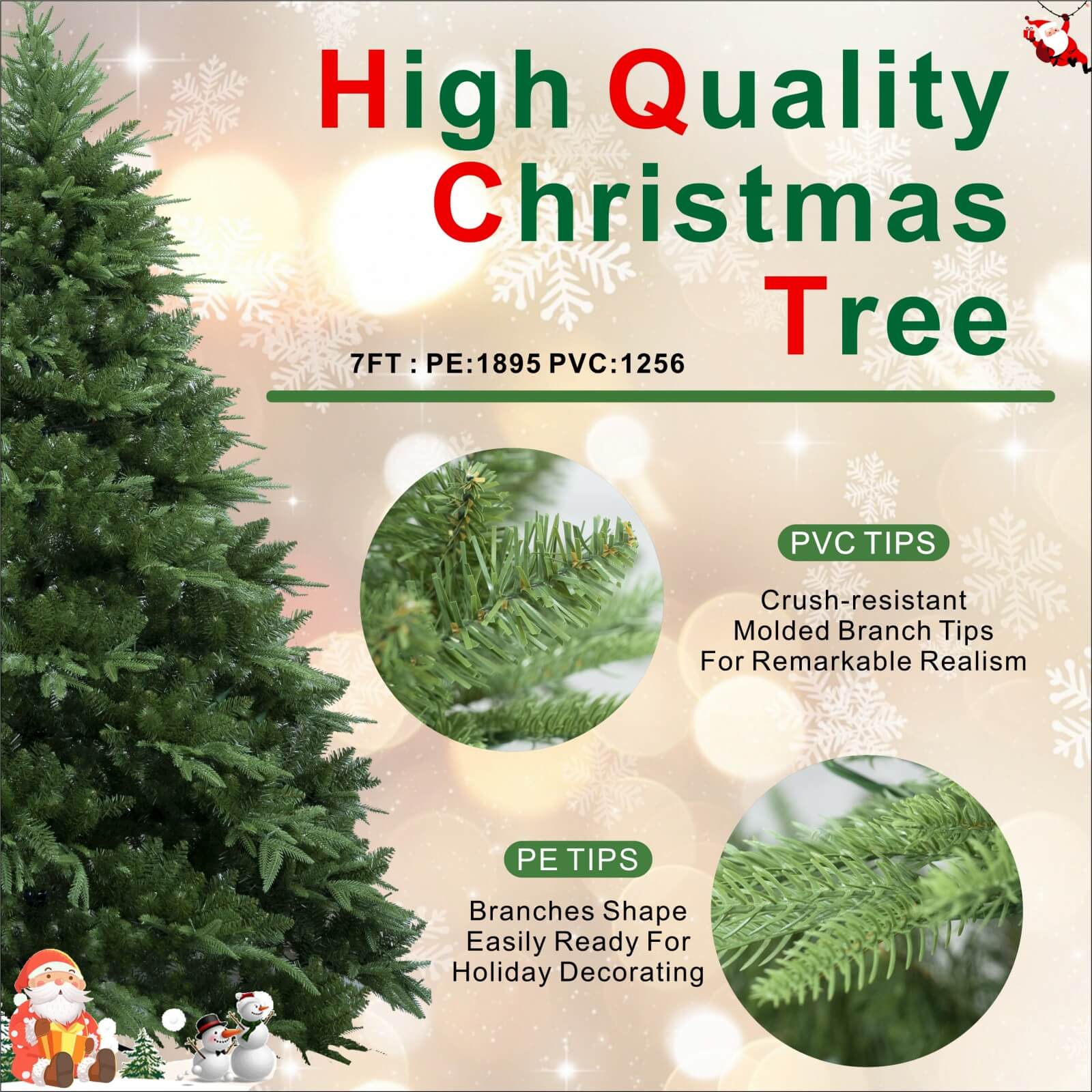 7FT Artificial Christmas Tree with Realistic PE PVC(PJT-2504-7FT)