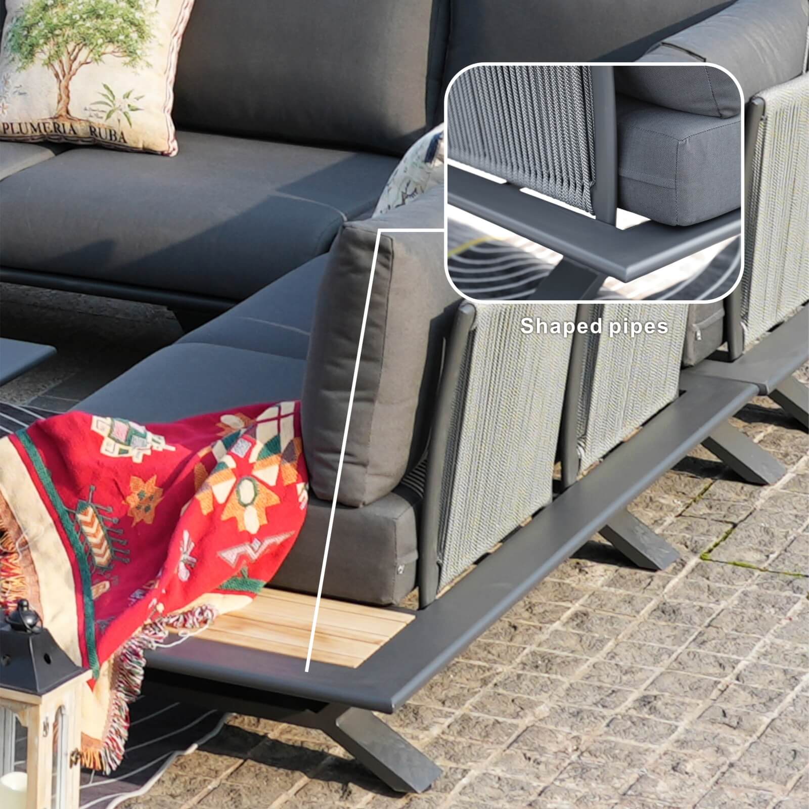 High-grade teak handrails aluminum dew pipe sofa garden set（PAS-2323）