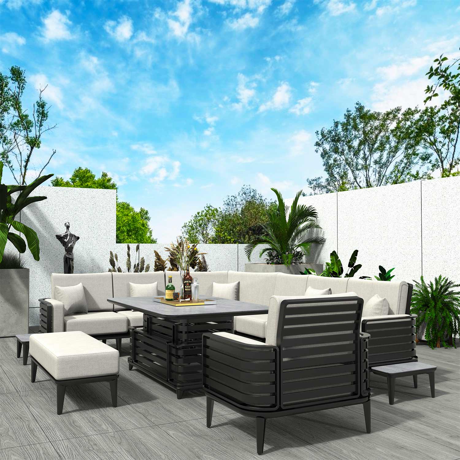 Pre-order Abrihome 9-Pieces Patio Garden Aluminum Seating Set with Armchairs