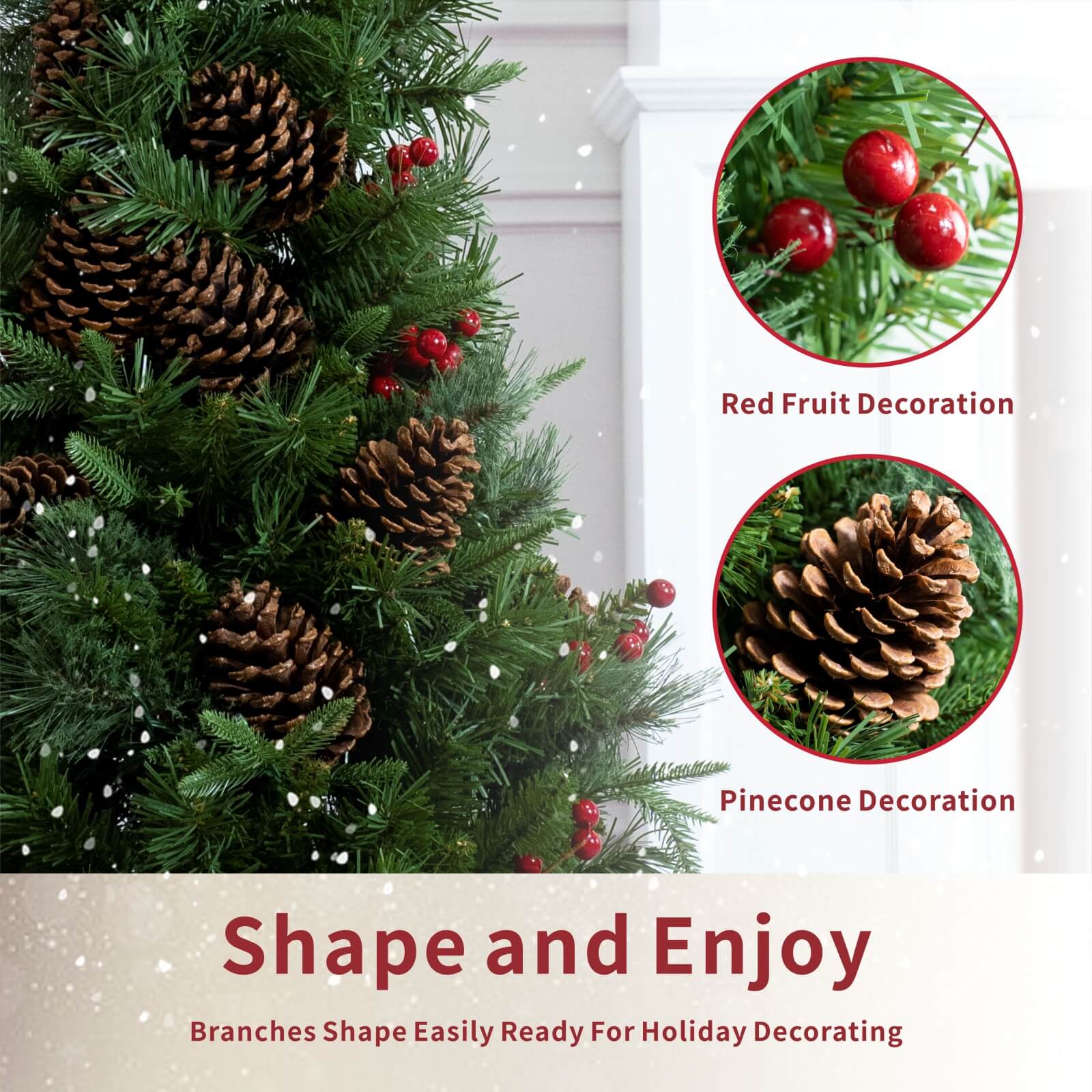 4FT Artificial Christmas Tree with Pinecones & Red Berries(PJT-2509-4FT)