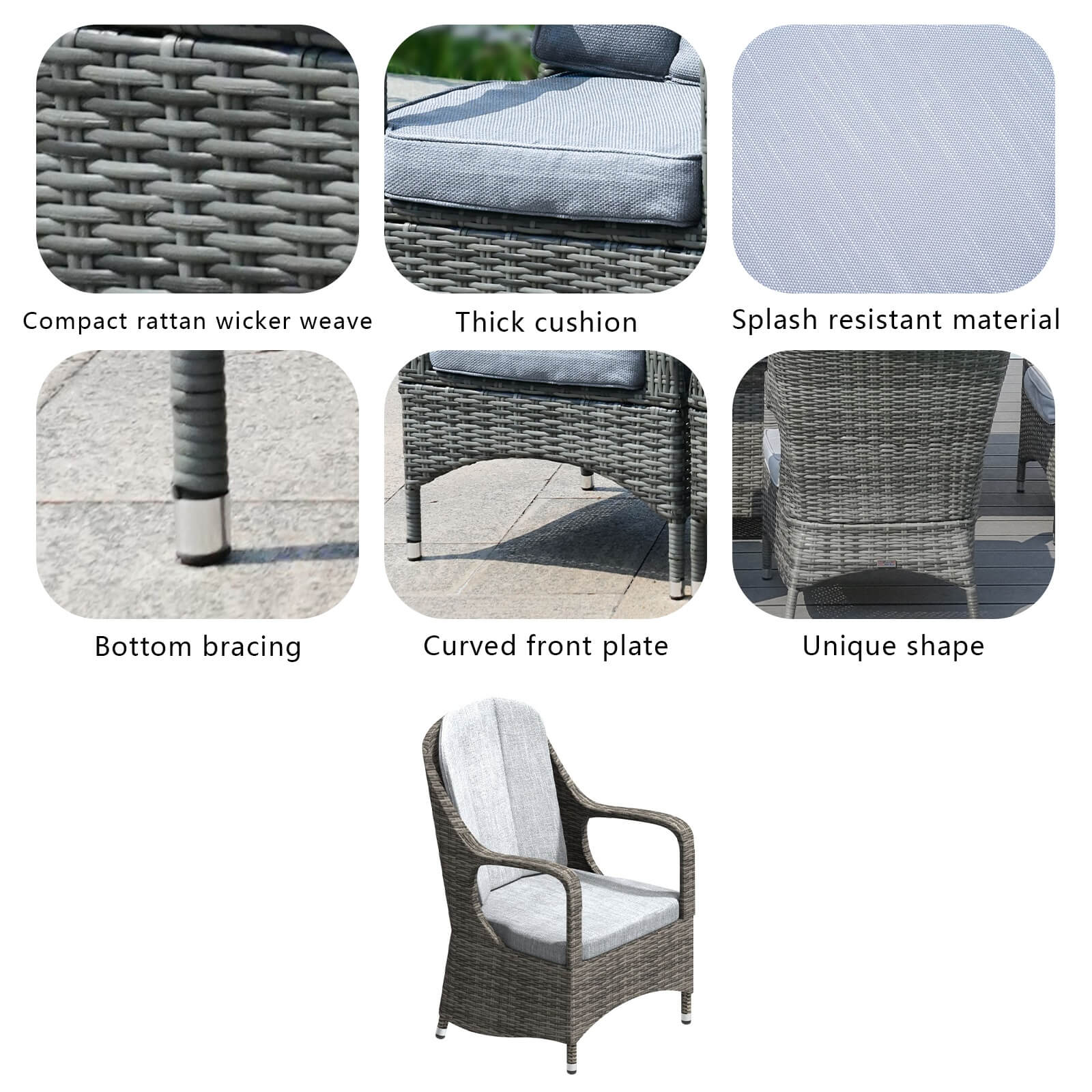 Set of 2 Outdoor Rattan Armchairs(PAC-009)