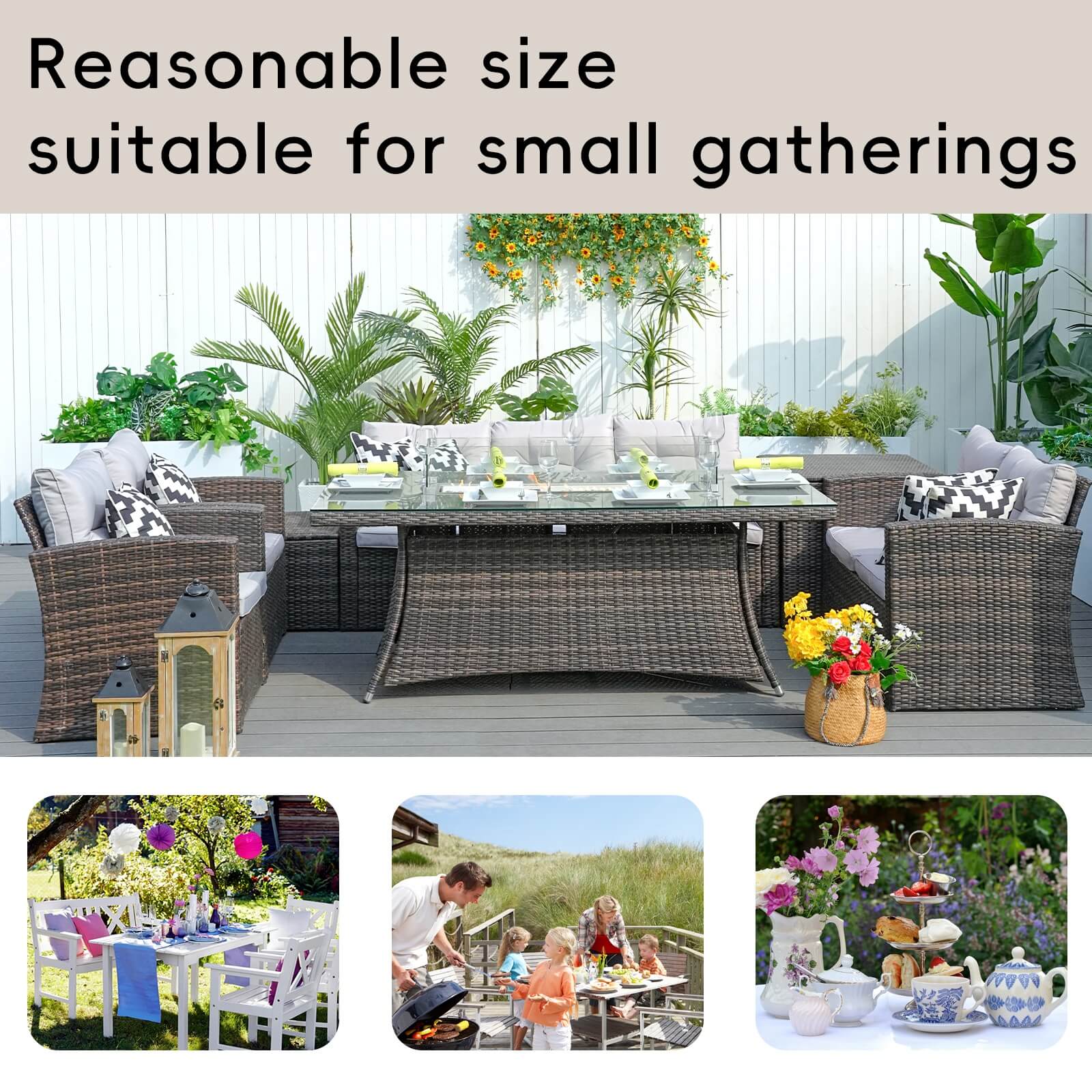 Complete 7-Piece Outdoor Seating Set with Fire Pit and Extra Storage Space(PAS-1503+1106R）