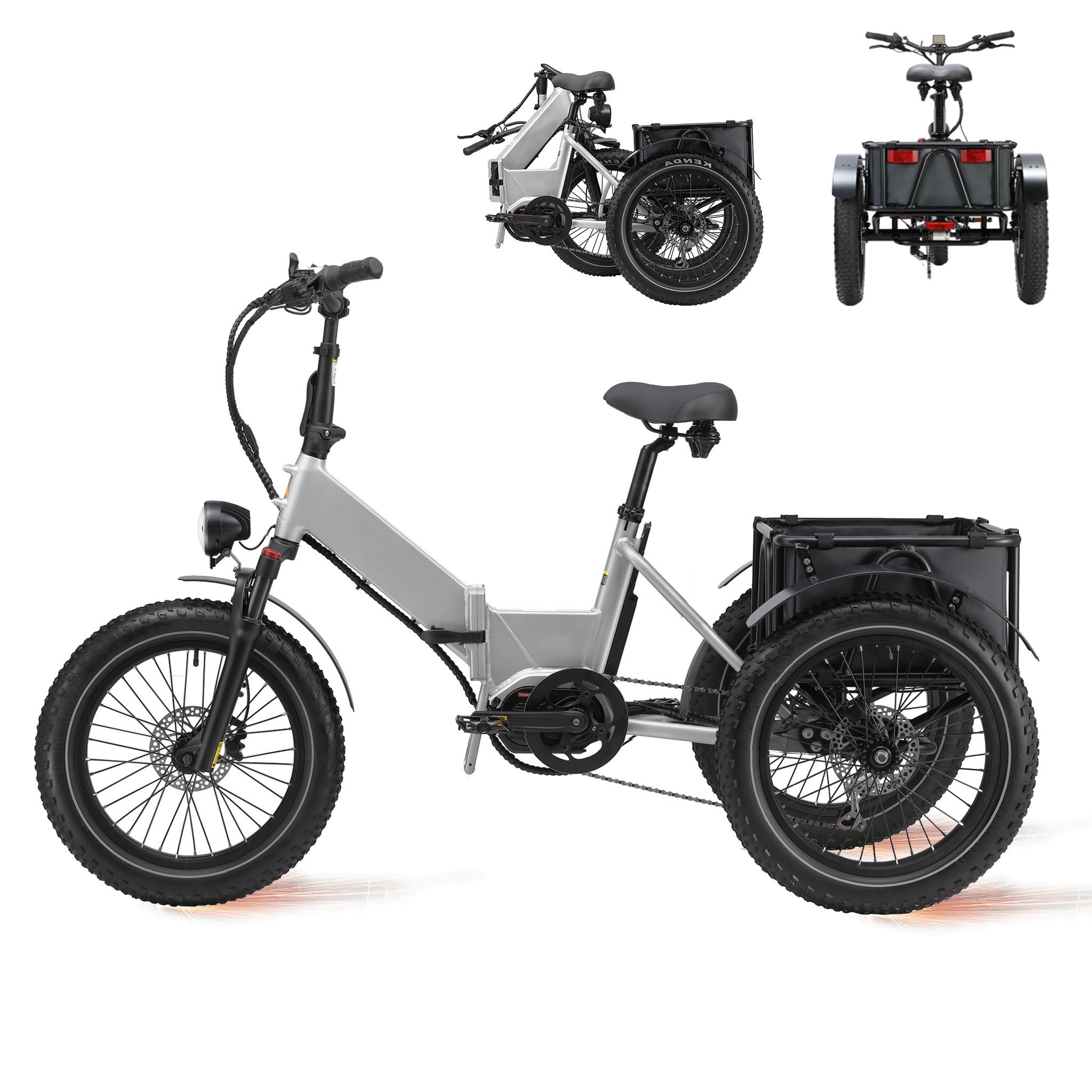 The latest 2024 electric tricycle/trike, mid-drive 750W motor, 10 Ah LG battery, cargo transportation - Abrihome A8PRO