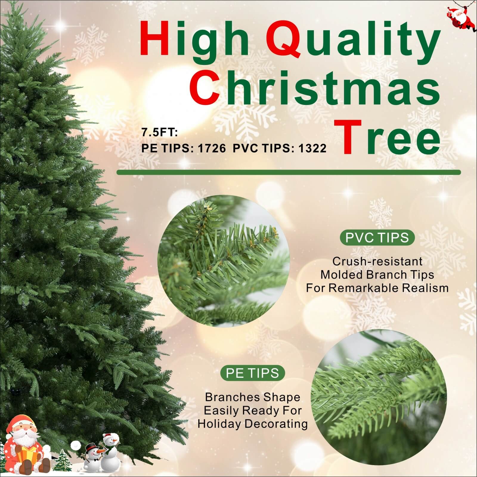 Luxury Artificial Christmas Tree with Optional LED Lights(PJT-2501)