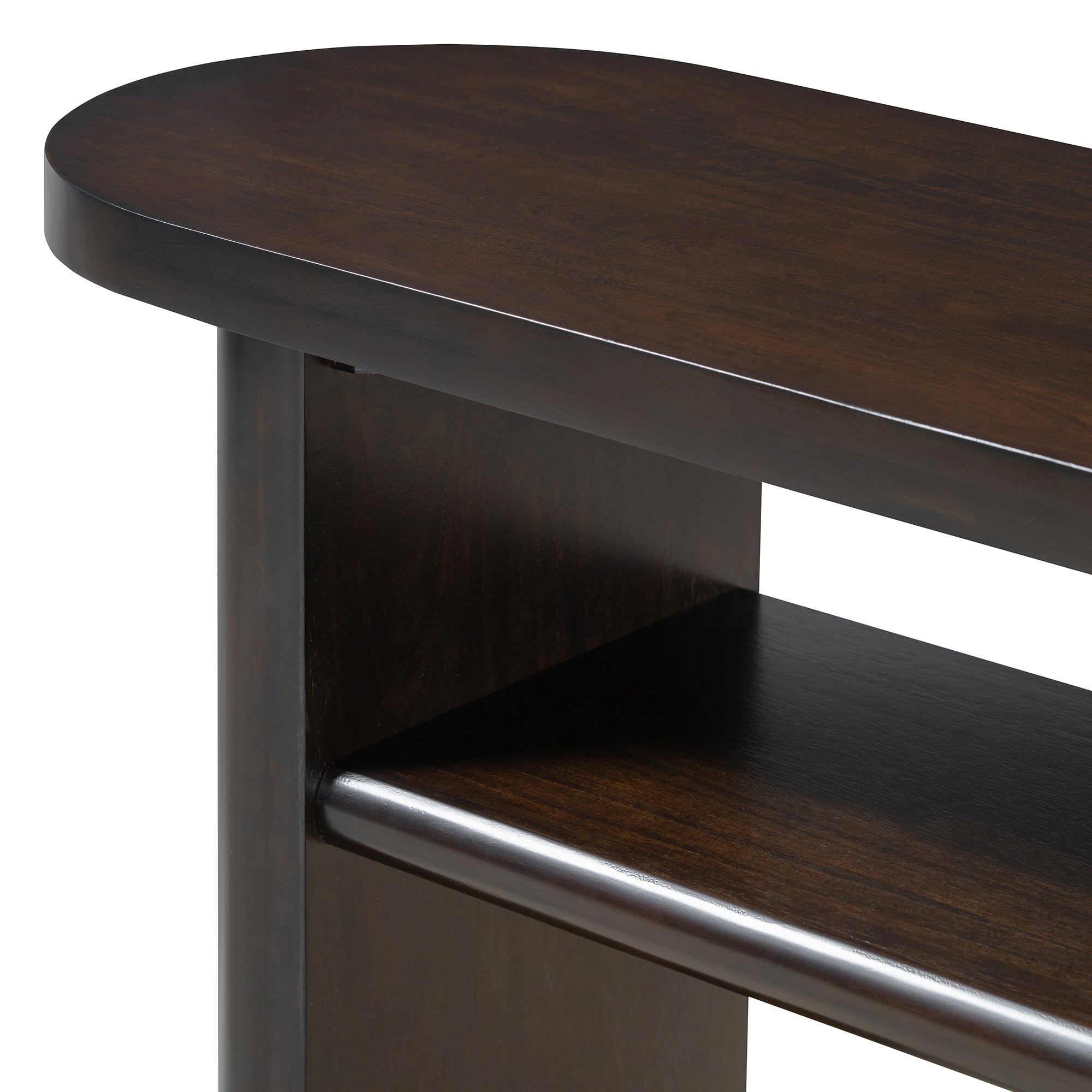 TREXM Elegant Minimalist Console Table with Rounded Edges and Sturdy Shelf Design for Entryway, Living Room(Espresso)