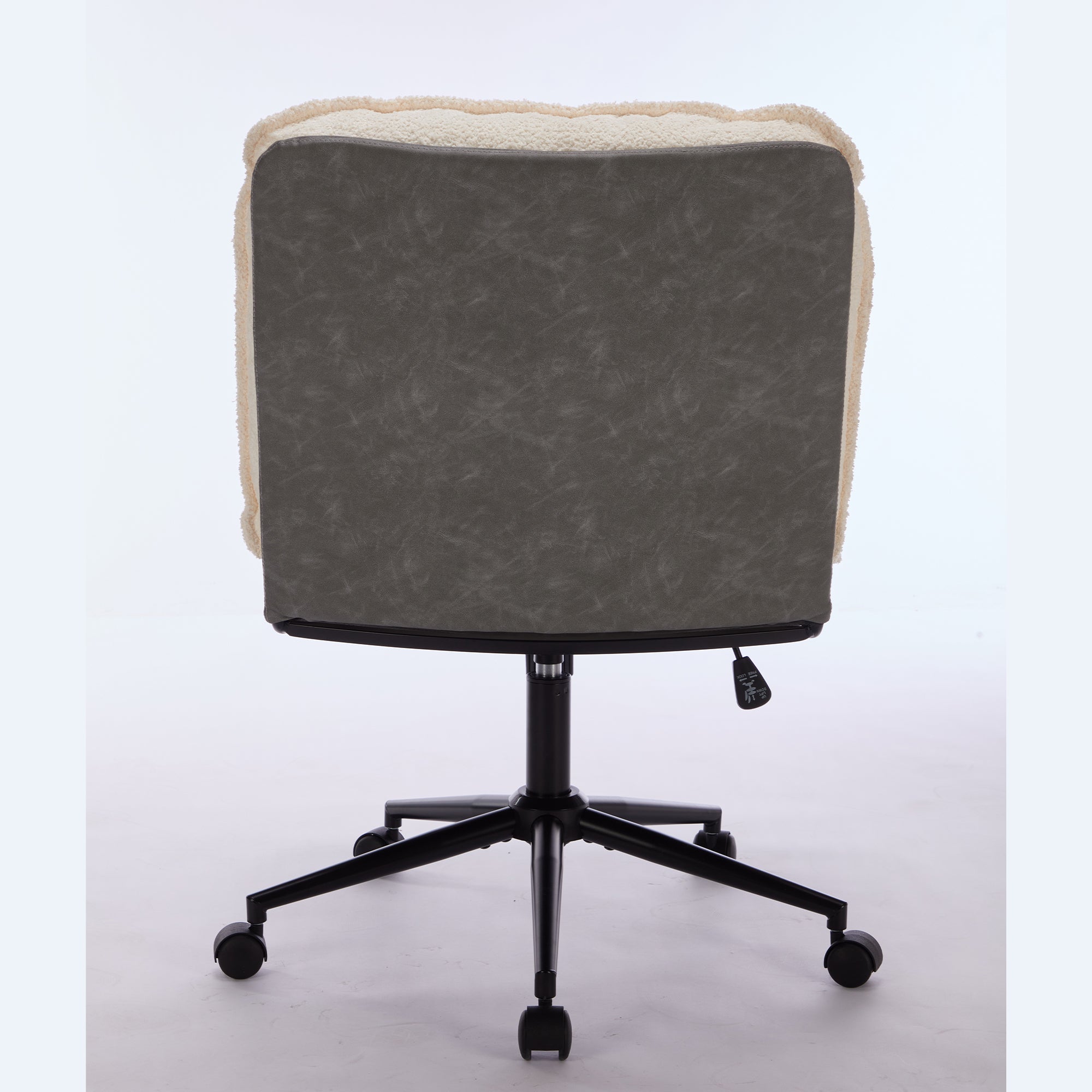 Oversize Seat Cirss Cross Chair with Wheels, Elegant Design Computer Chair, Adjustable Height 360° Rolling Swivel Home Office Chair for Small Space, Dressing Room, Living Room (GRAY+WHITE)