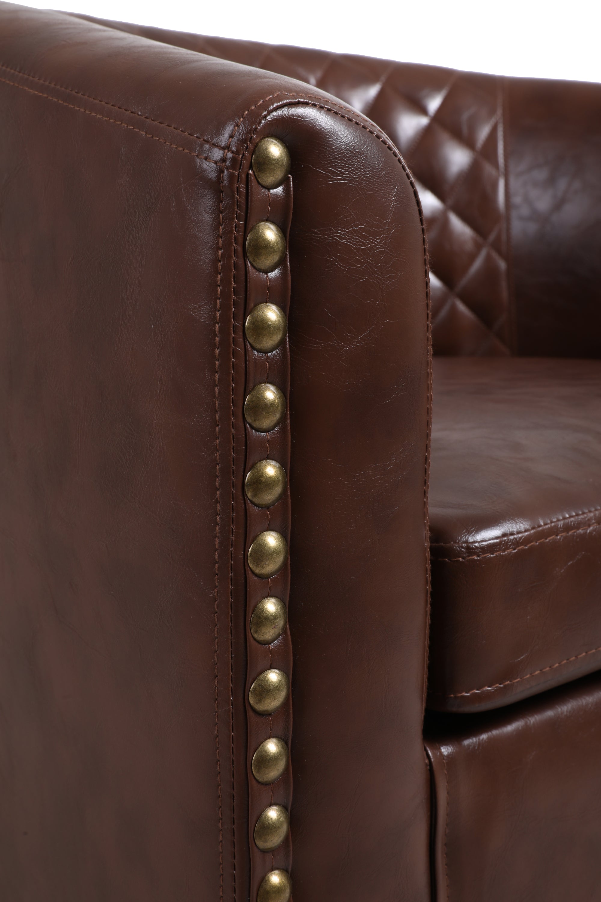 COOLMORE Barrel Chairs with Soft Padded Armrest, Club Chairs with nailheads and solid wood legs for Living Room Bedroom Waiting Room (PU Leather)