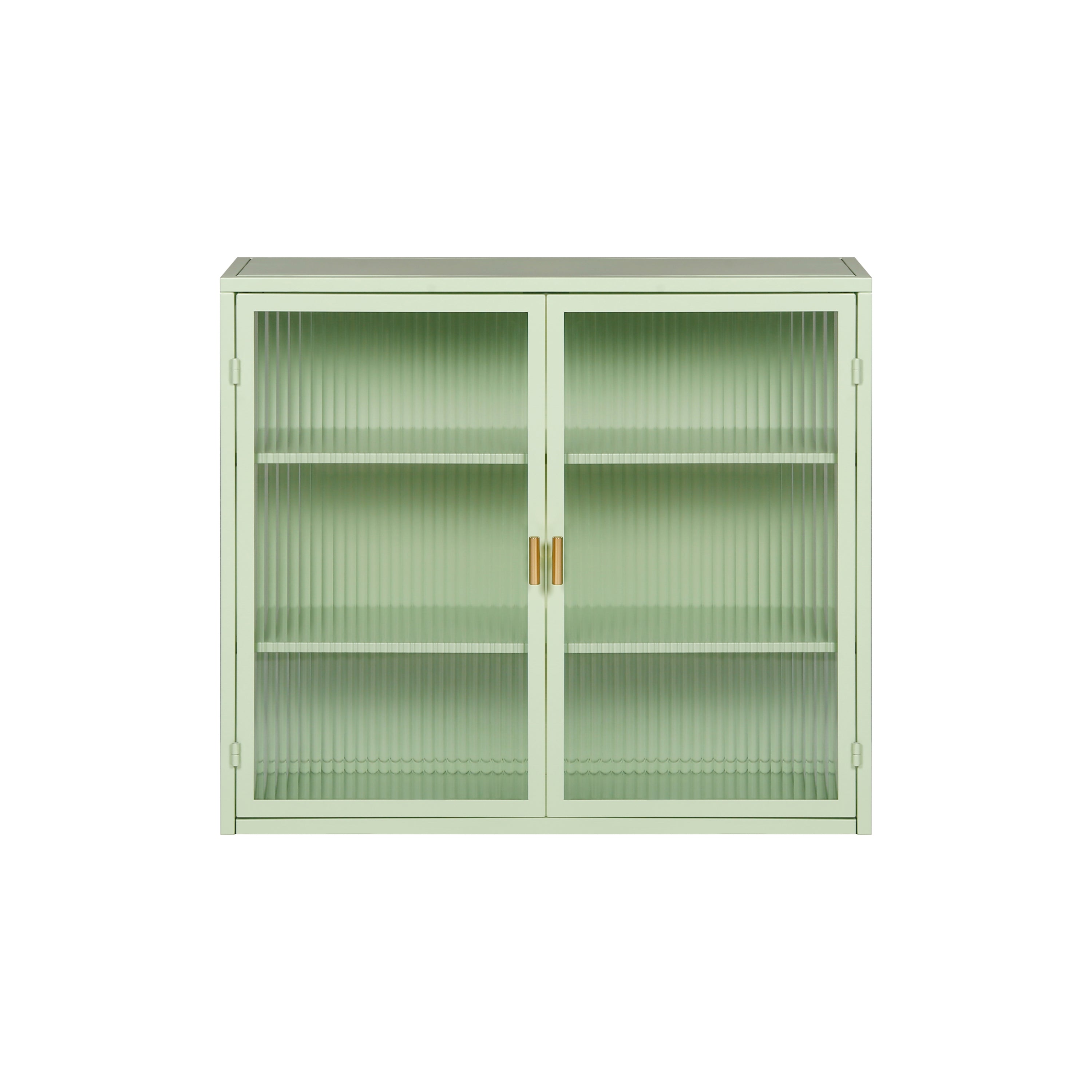 27.56"Glass Doors Modern Two-door Wall Cabinet with Featuring Three-tier Storage for Entryway Living Room Bathroom Dining Room,Mint Green