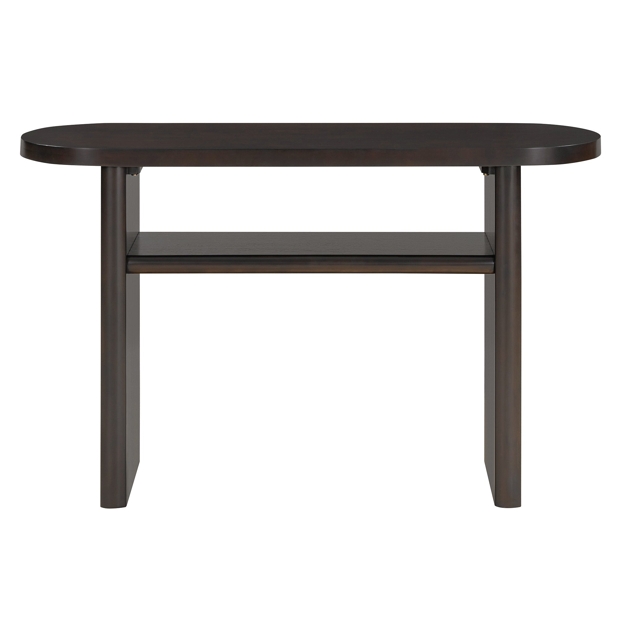 TREXM Elegant Minimalist Console Table with Rounded Edges and Sturdy Shelf Design for Entryway, Living Room(Espresso)