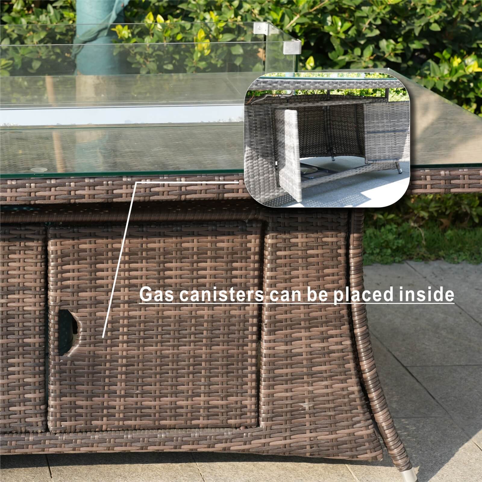 6-Seat Outdoor Fire Pit Dining Set with Rectangle Fire Pit Table  (PAG-1106R-SET)
