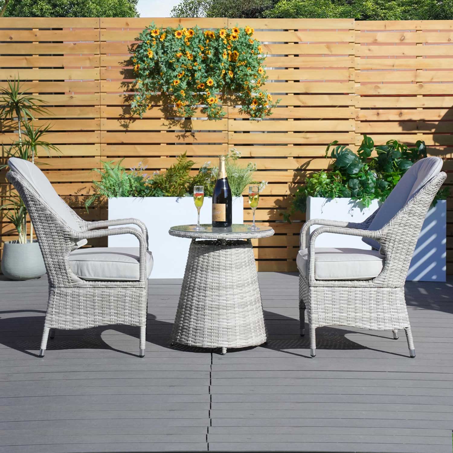 Abrihome 3-Pieces Dining Table with Rattan Chairs (PAD-1708-WH)