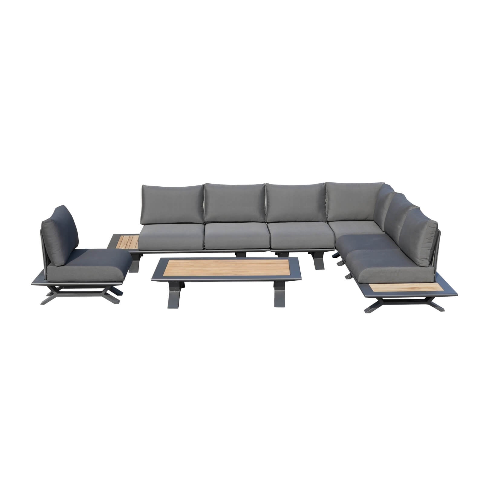High-grade teak handrails aluminum dew pipe sofa garden set（PAS-2323）