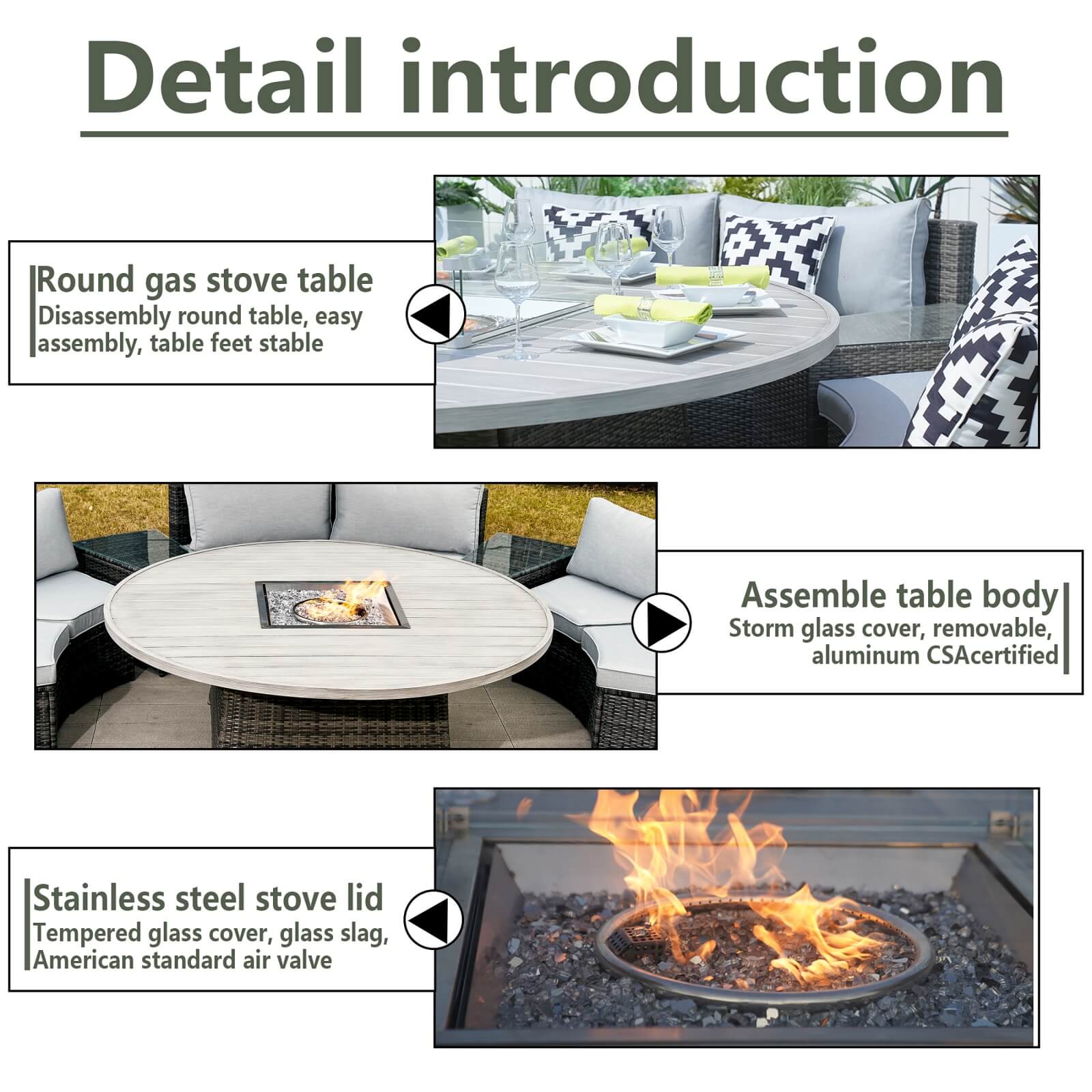 Outdoor Round Fire Pit Set for 8-Person Seating (PAG-1108A-SET)
