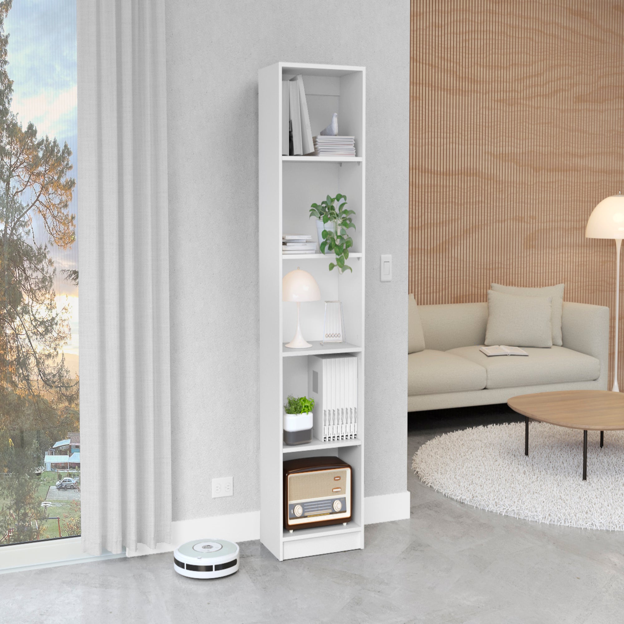 Vinton XS Bookcase Compact Bookshelf with Multiple Shelves, White